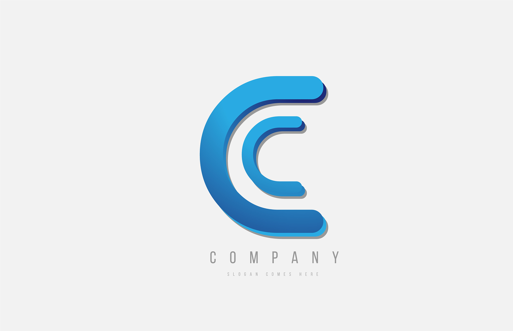 3d line blue c letter logo alphabet for icon