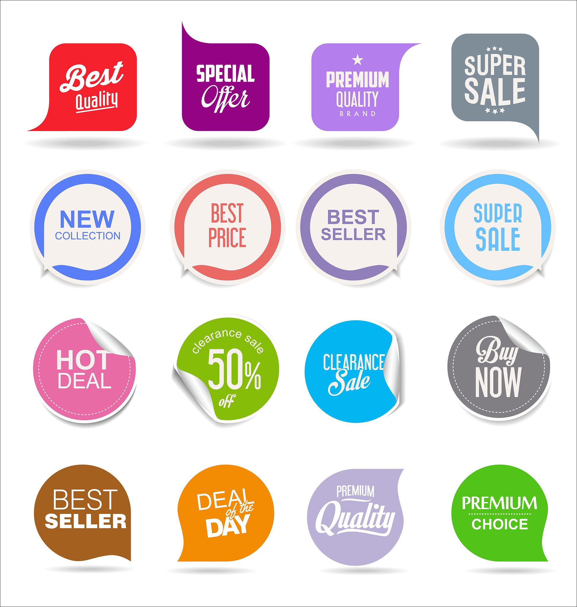 modern colorful sales badges collection