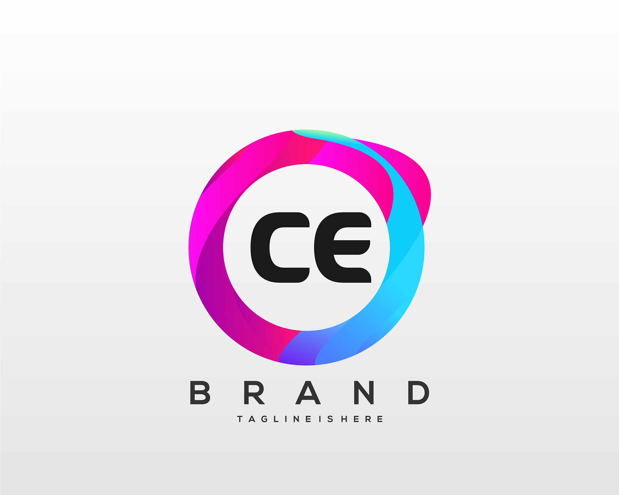 letter ce gradient color logo design