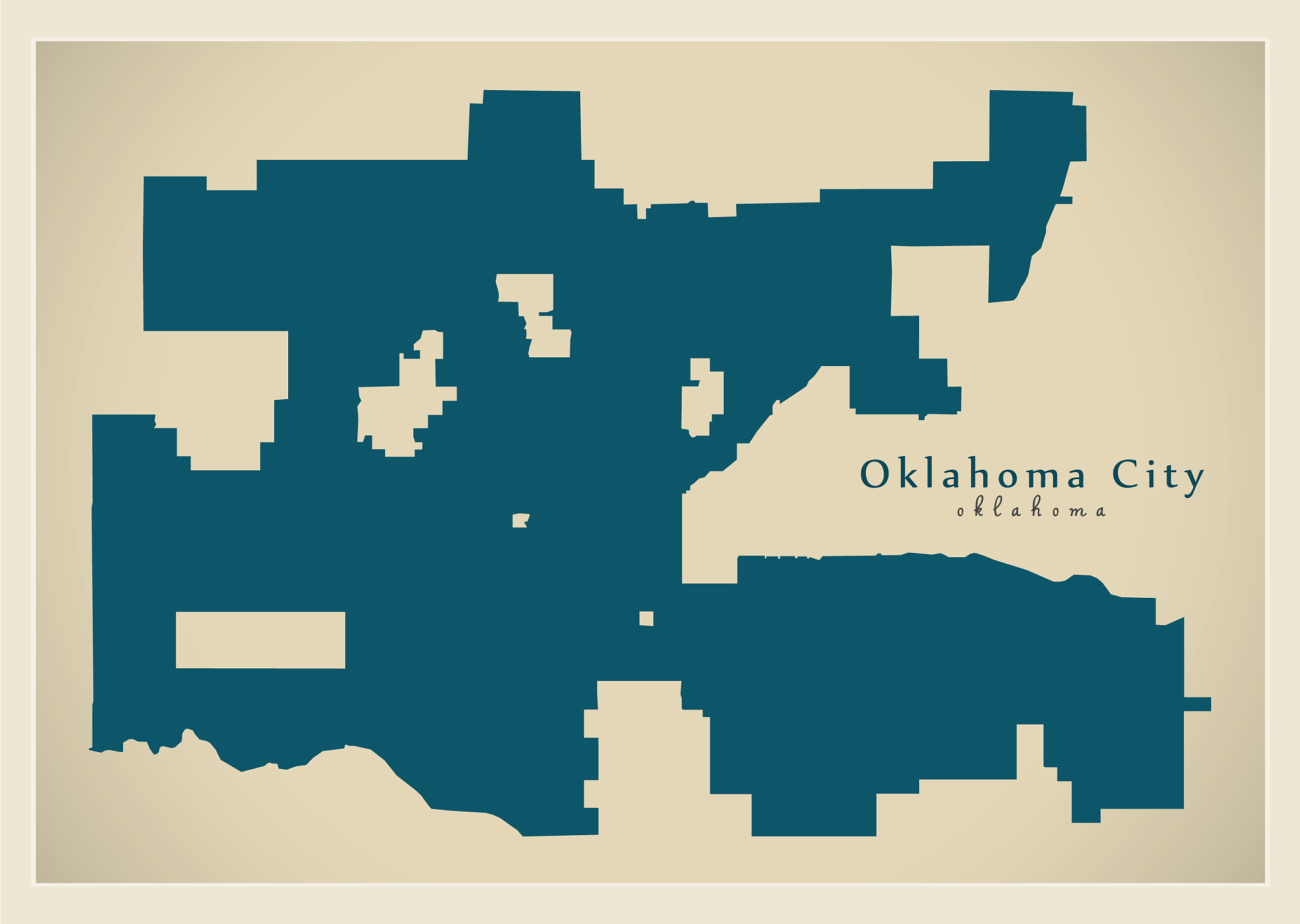 modern city map - oklahoma city of the usa