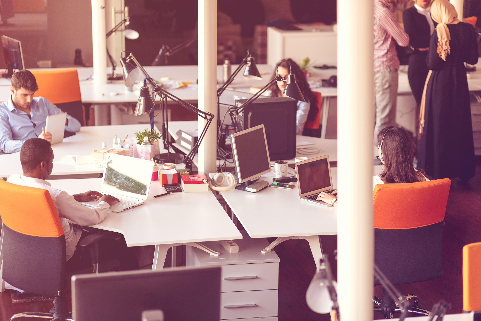 startup business people group working everyday job at modern off