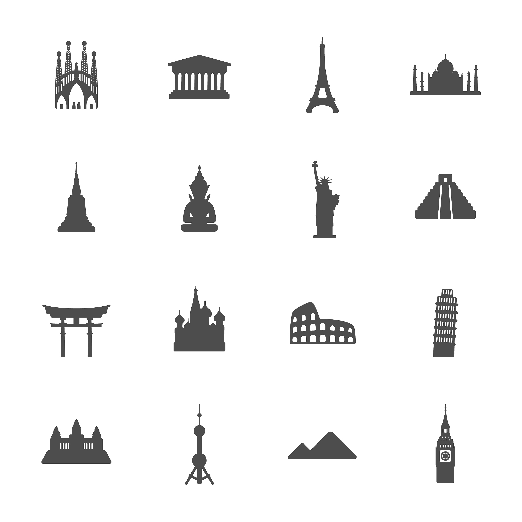 travel landmarks icons
