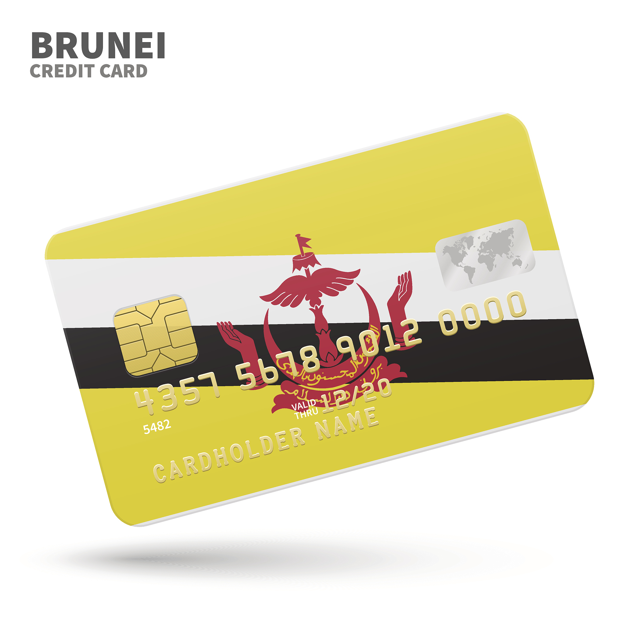 credit card with brunei flag background for bank, presentations 