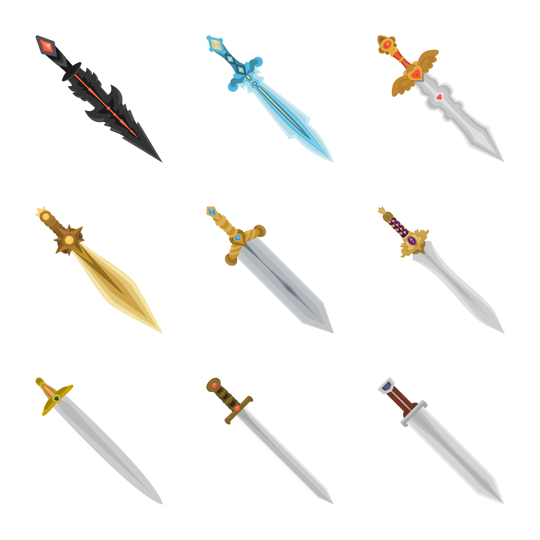 sword and dagger icon set