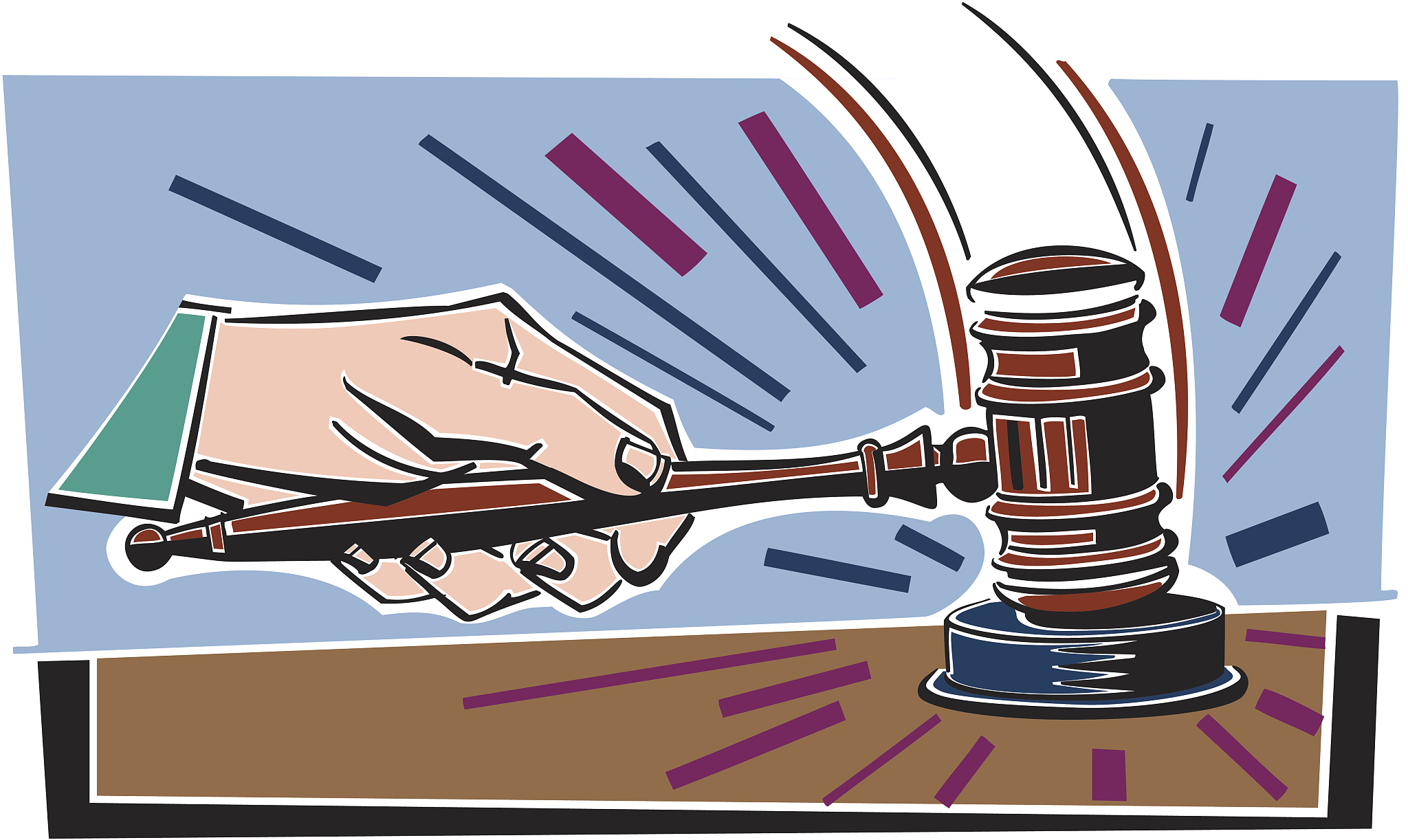 hand banging gavel on pad  color  also available in black-and-wh
