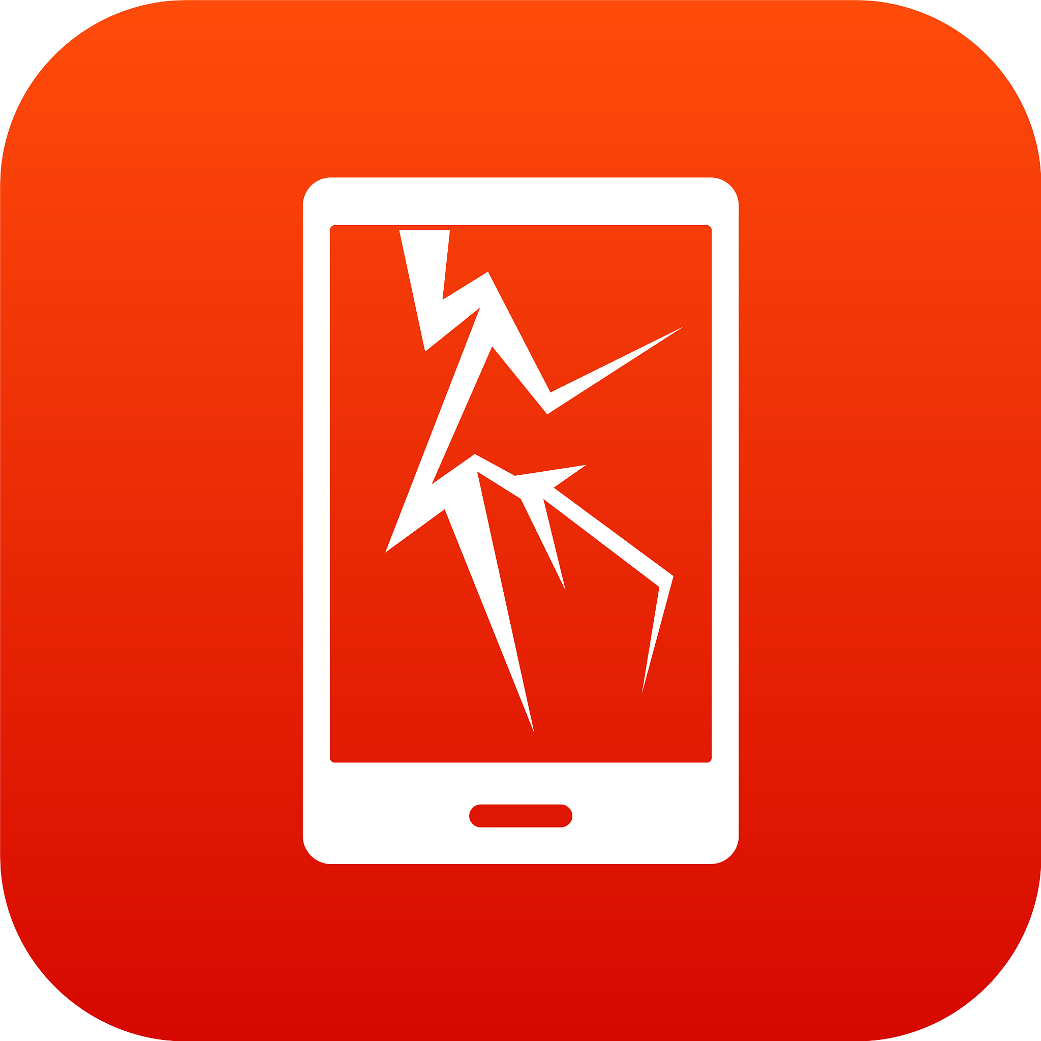 cracked phone icon digital red