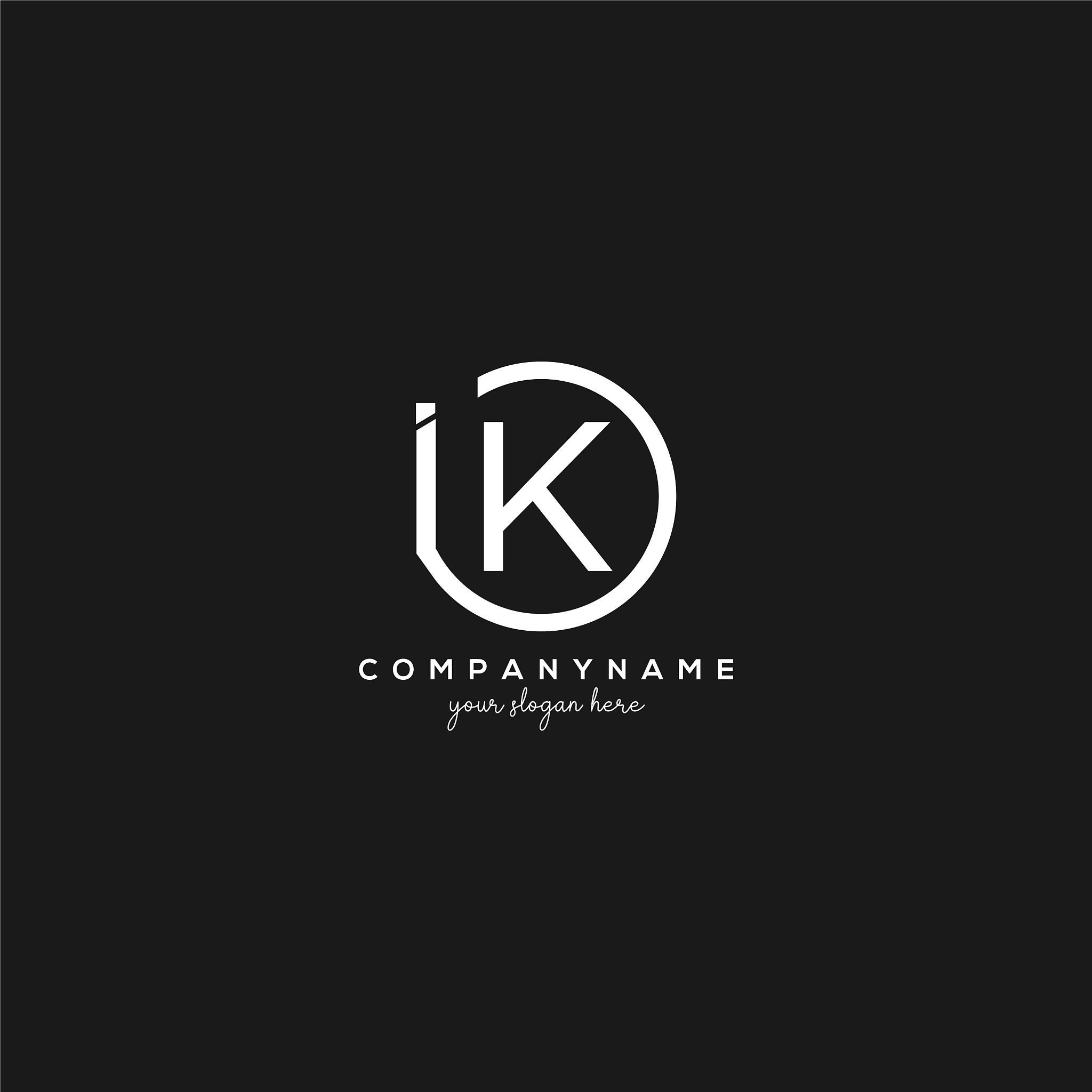 initial ik letter logo with circle template