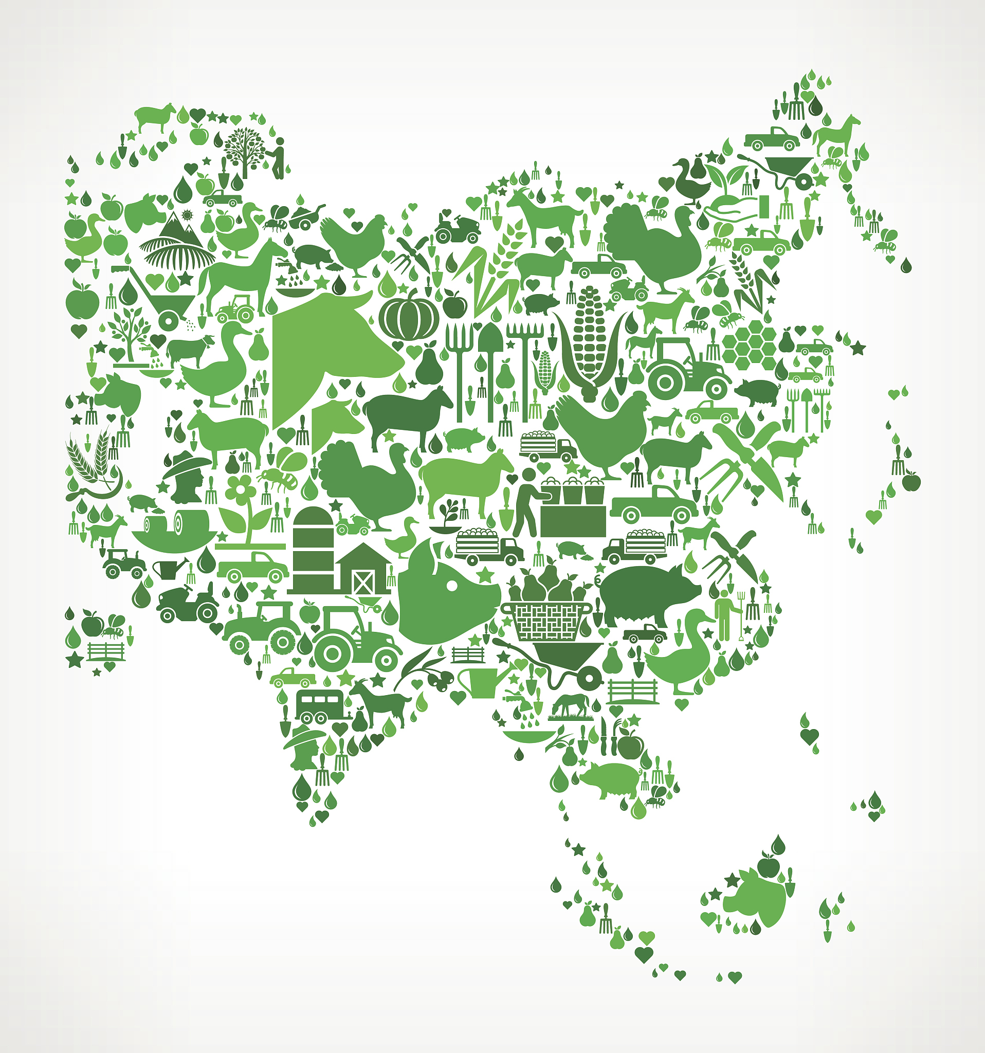 asia farming and agriculture green icon pattern
