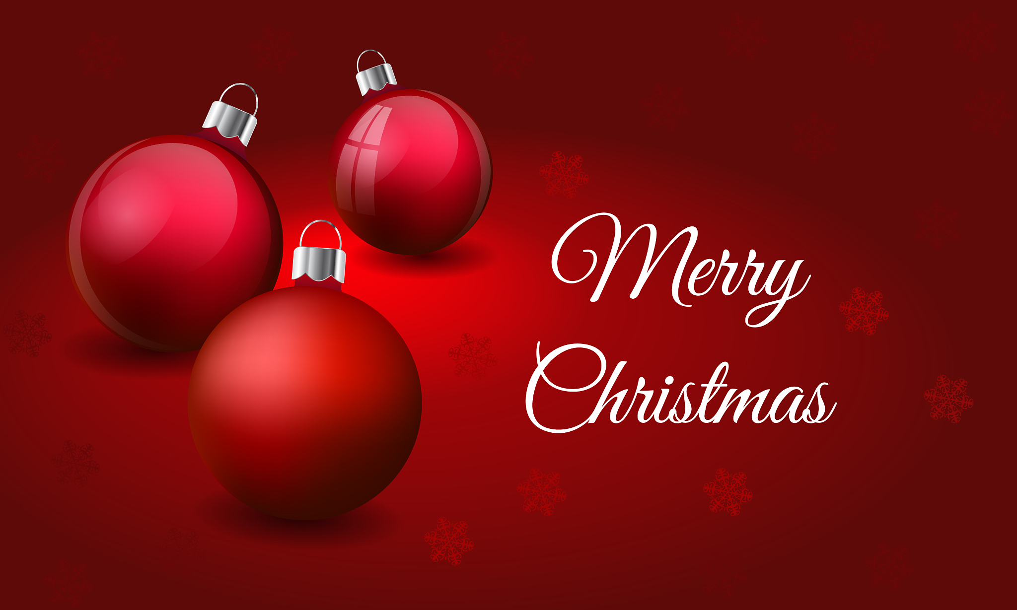 three realistic red shiny ball glass christmas 3d