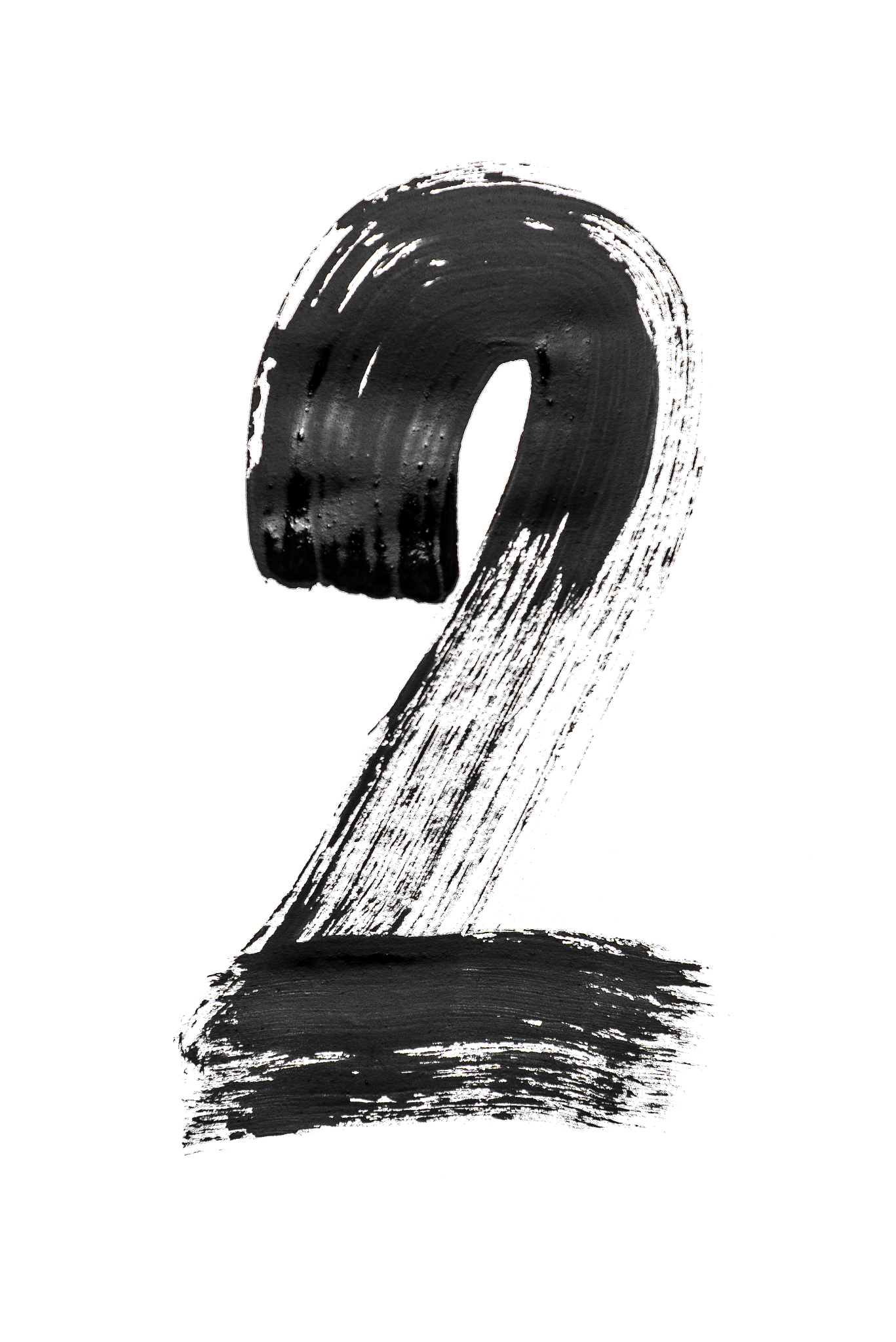 the number '2' is written in black on an isolated white backgrou