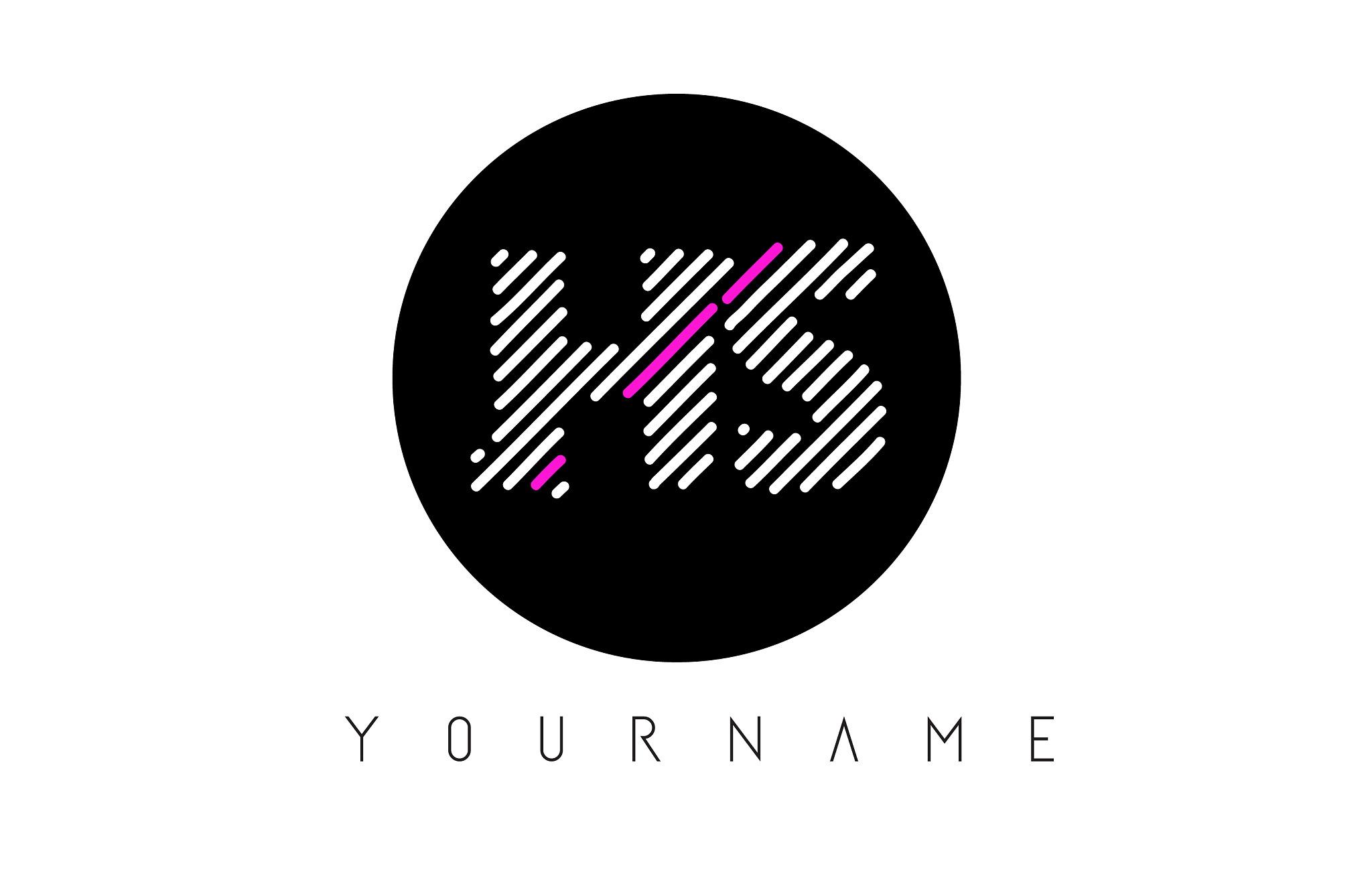 hs letter logo design with white lines and black