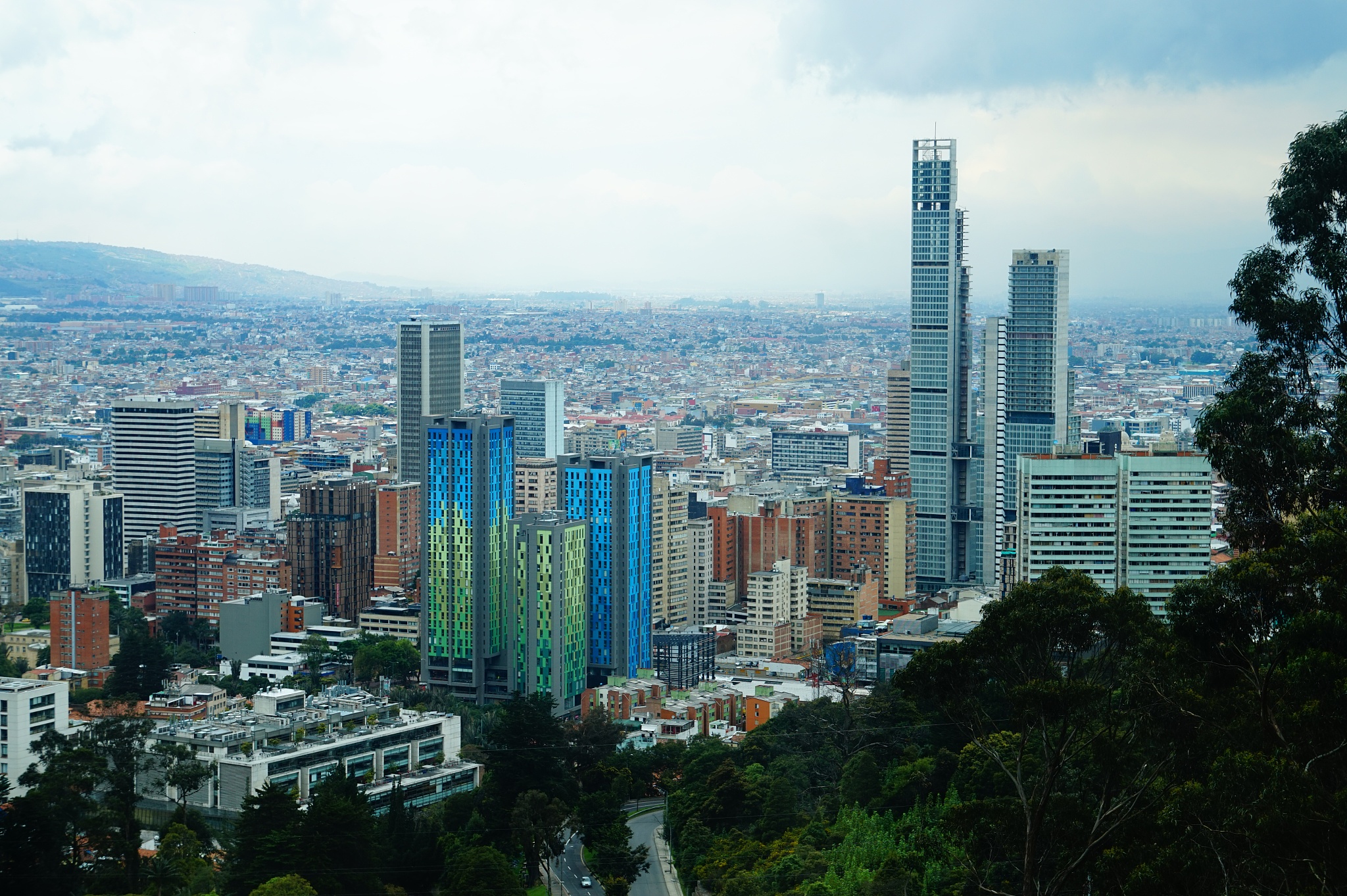 colourful urban skyline of bogota, colombia