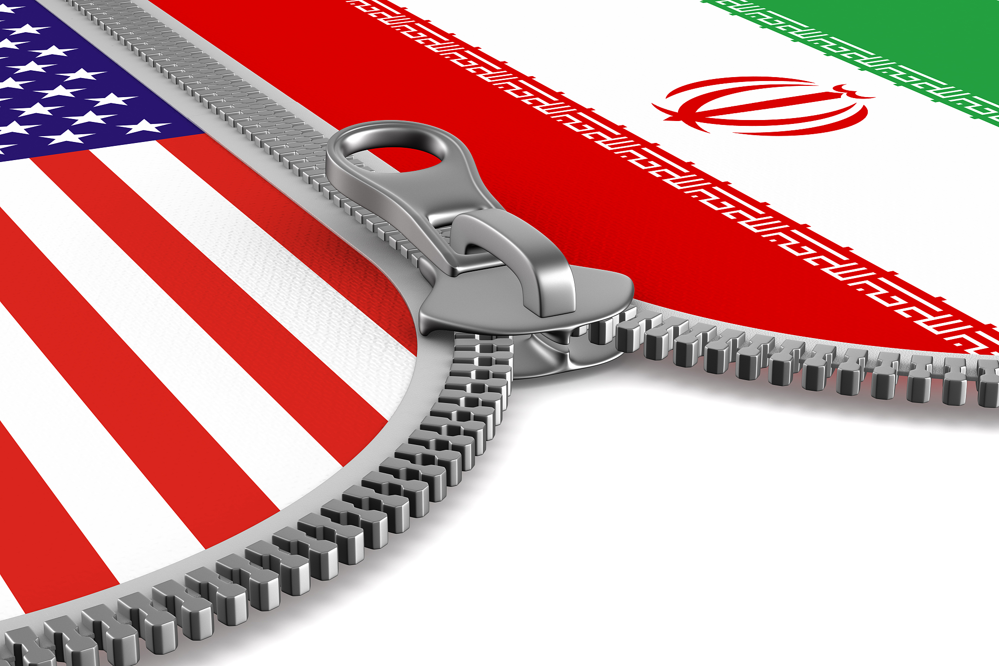 relationship between america and iran on white background. isola