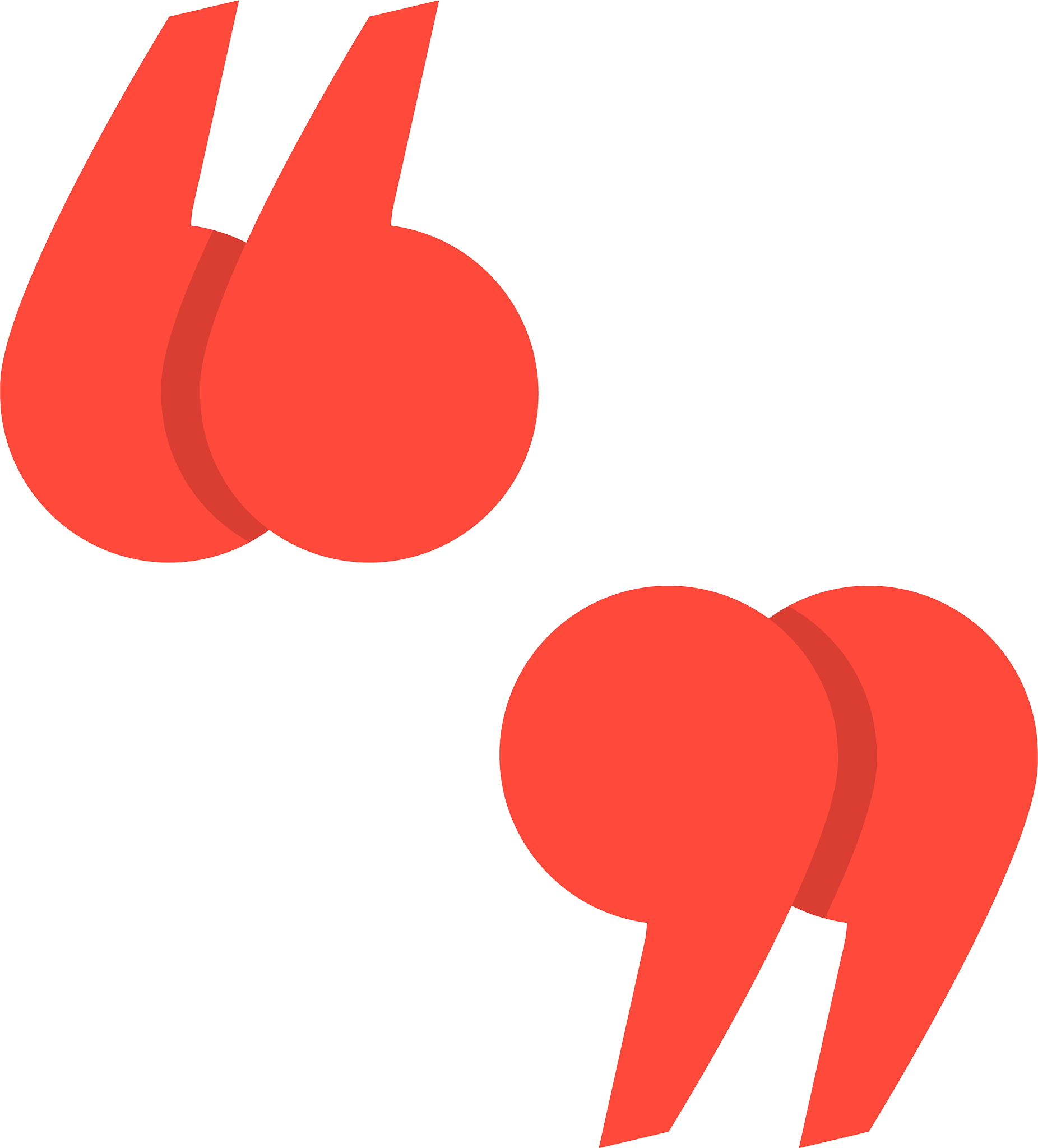 red quotation marks with shadow