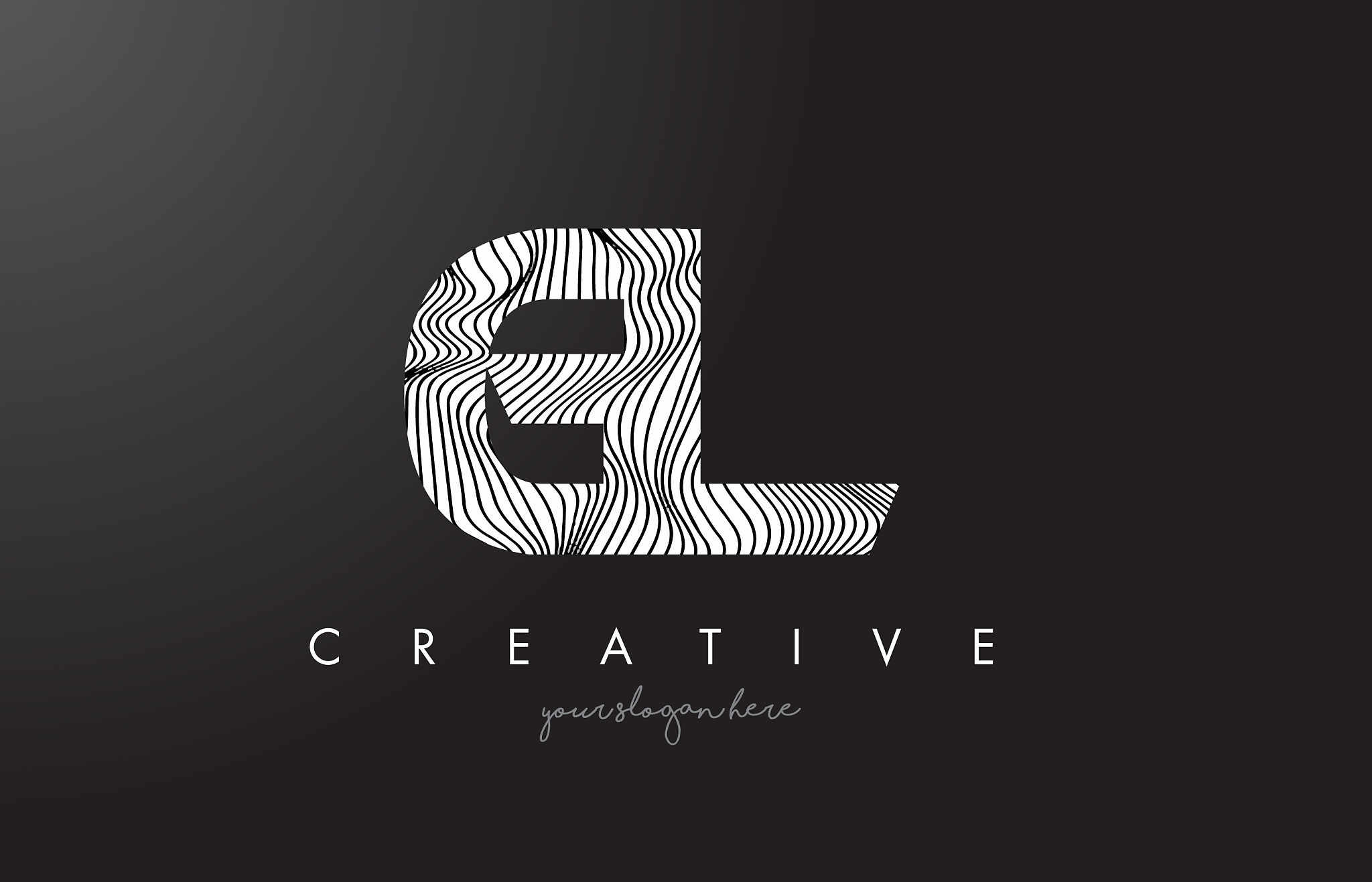 gl g l letter logo with zebra lines texture