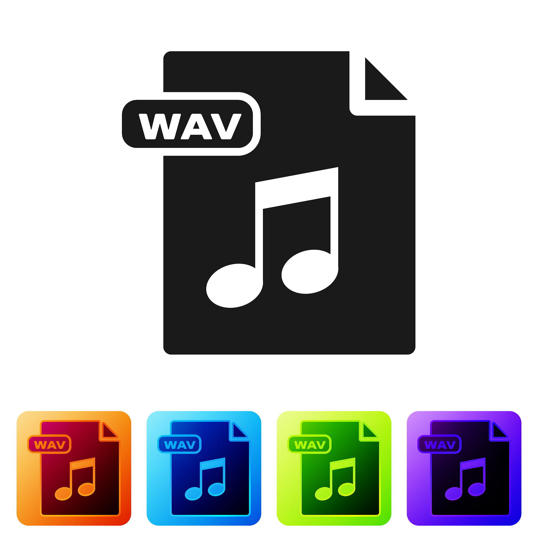 black wav file document download wav button icon