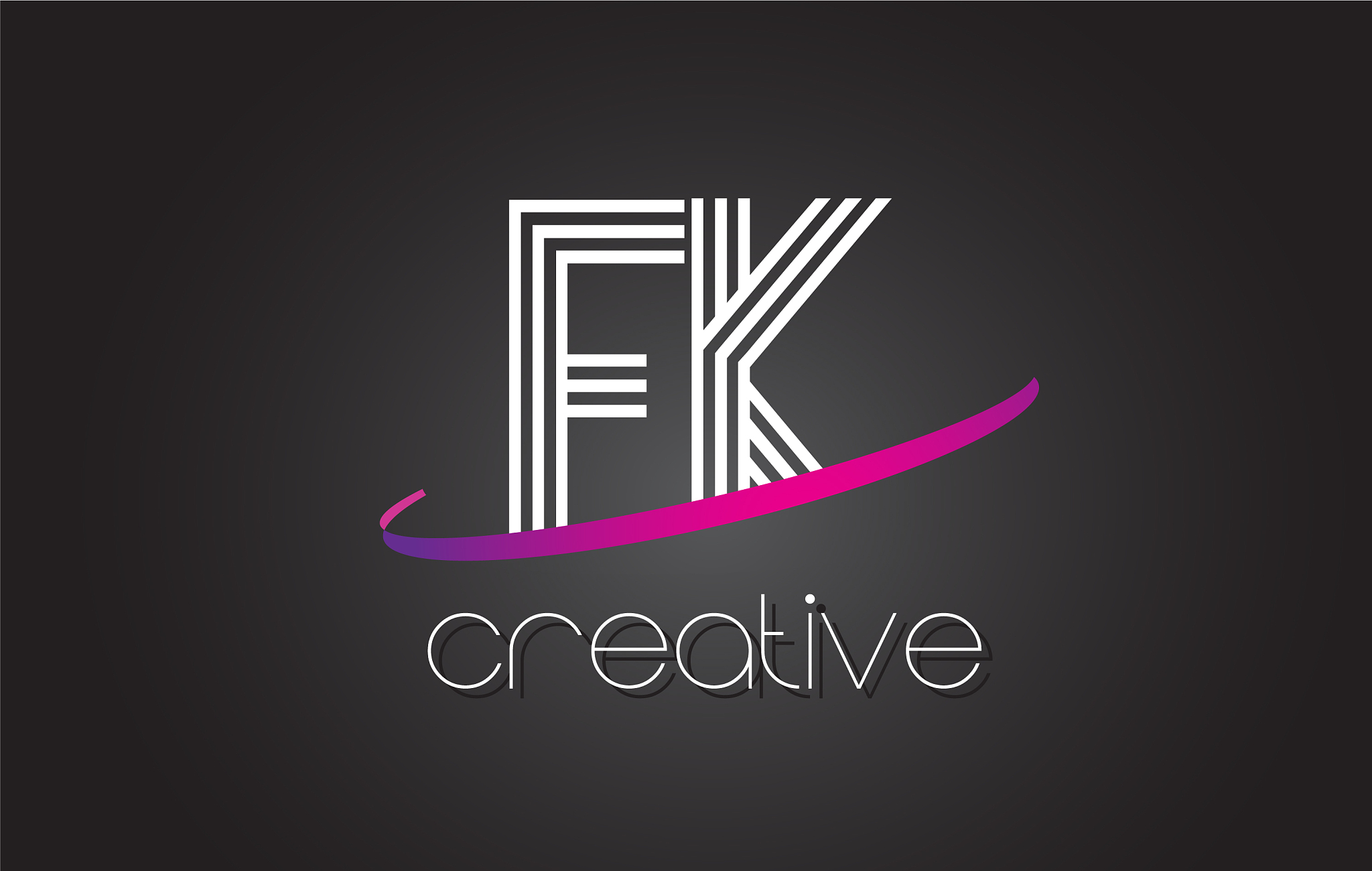 fk f k letter logo with lines design and purple