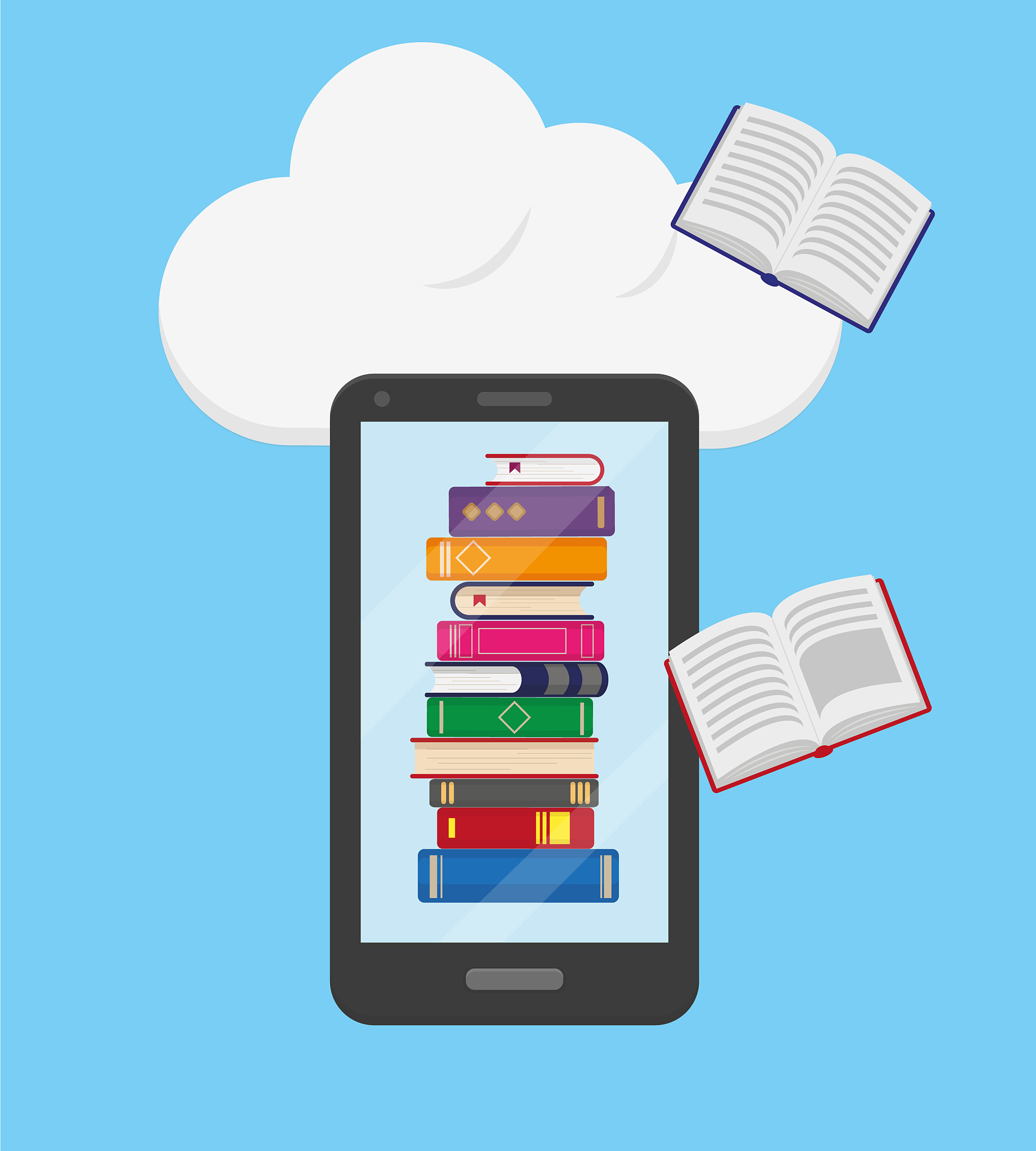 stack books into mobile phone