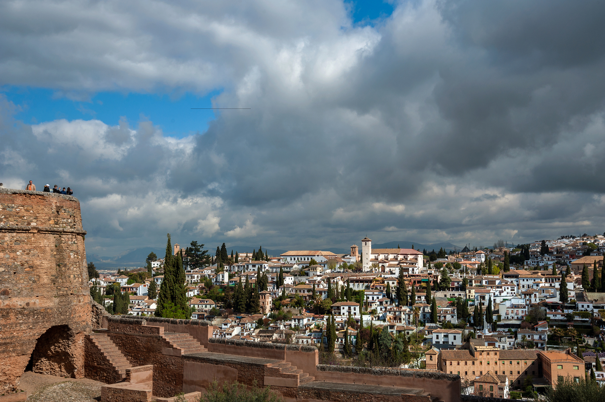 view of albaicin from alhambra palace,granada