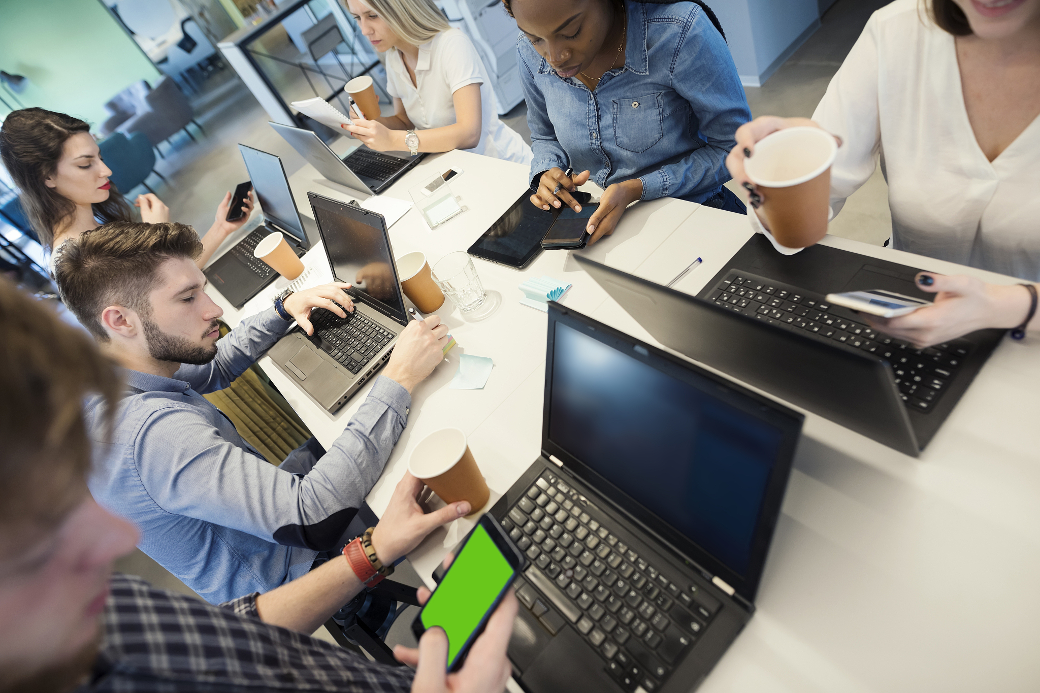 young coworkers in modern office