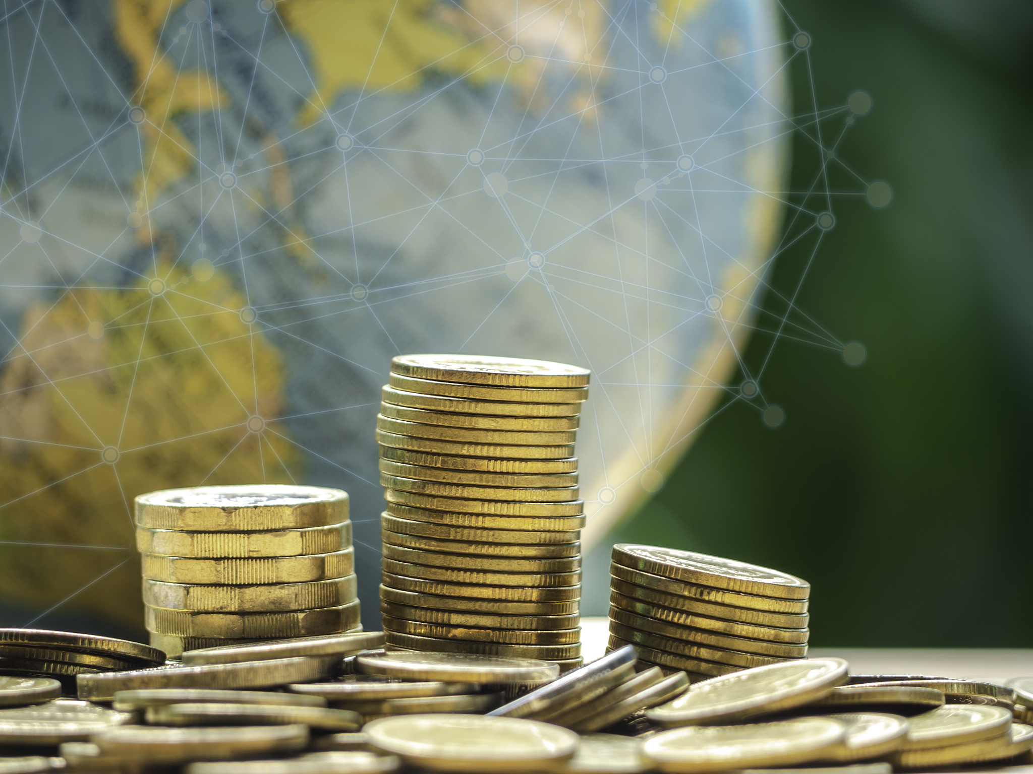 close-up of coins on table
