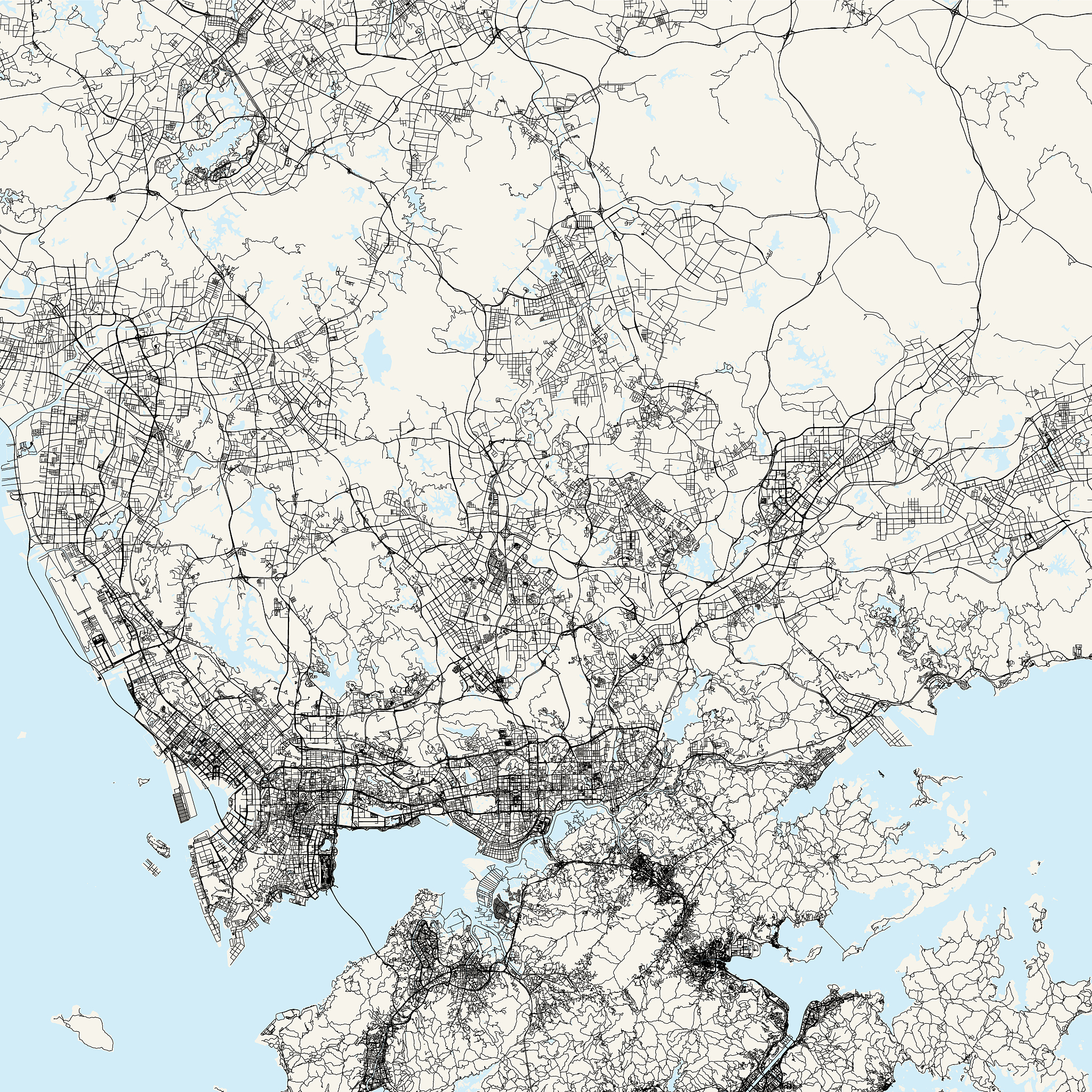 shenzhen, china vector map