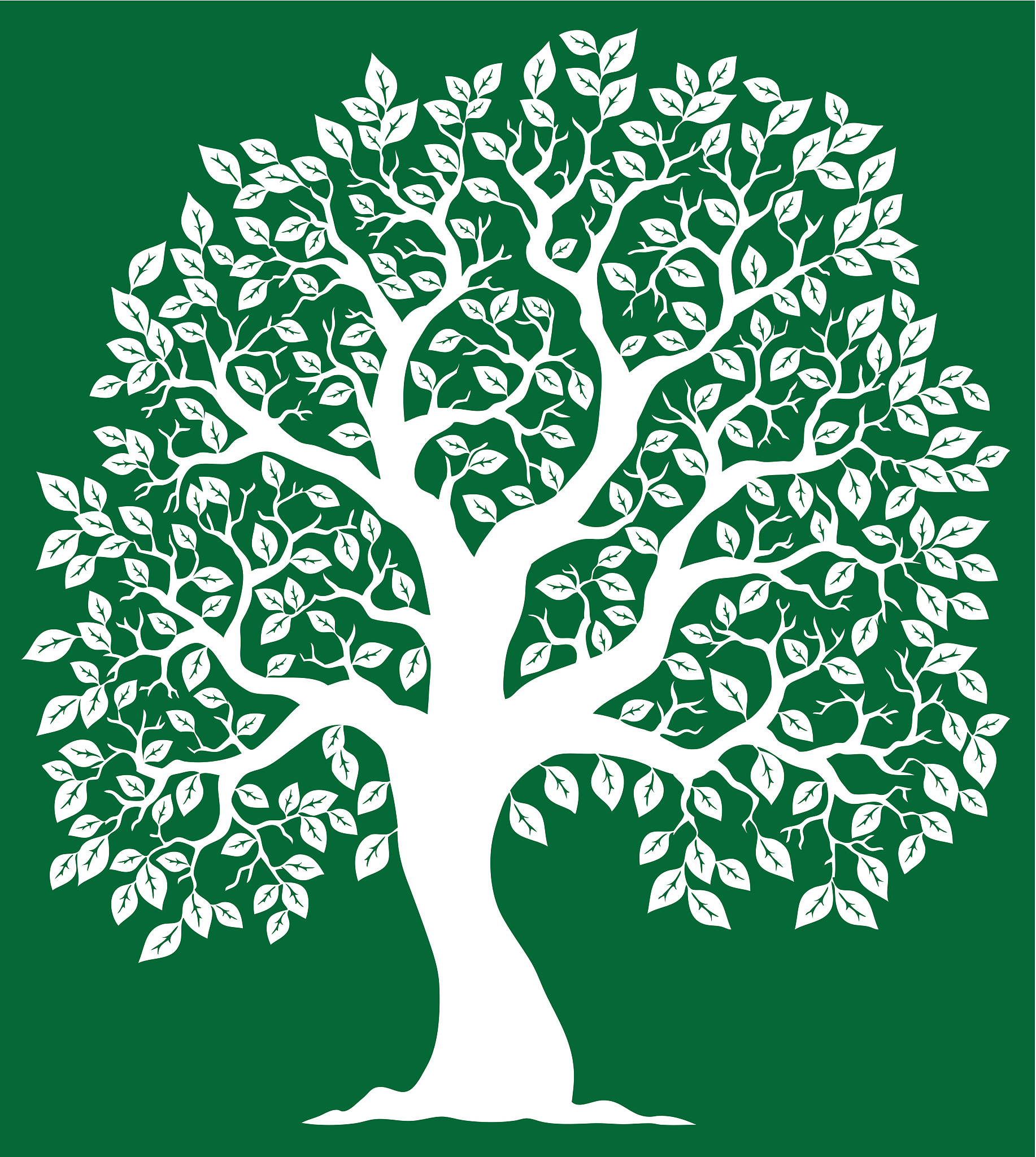 white tree on green background 2