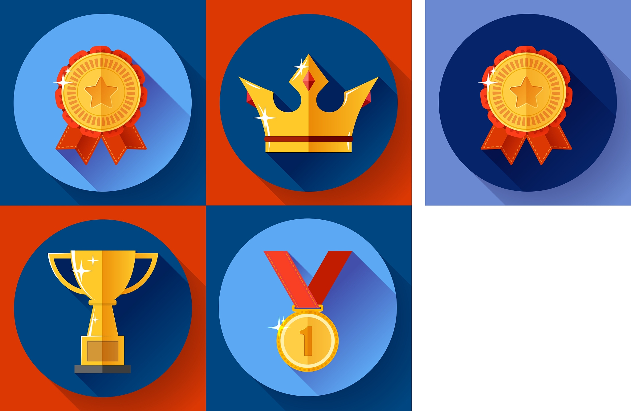 icon set golden victory symbols champion cup