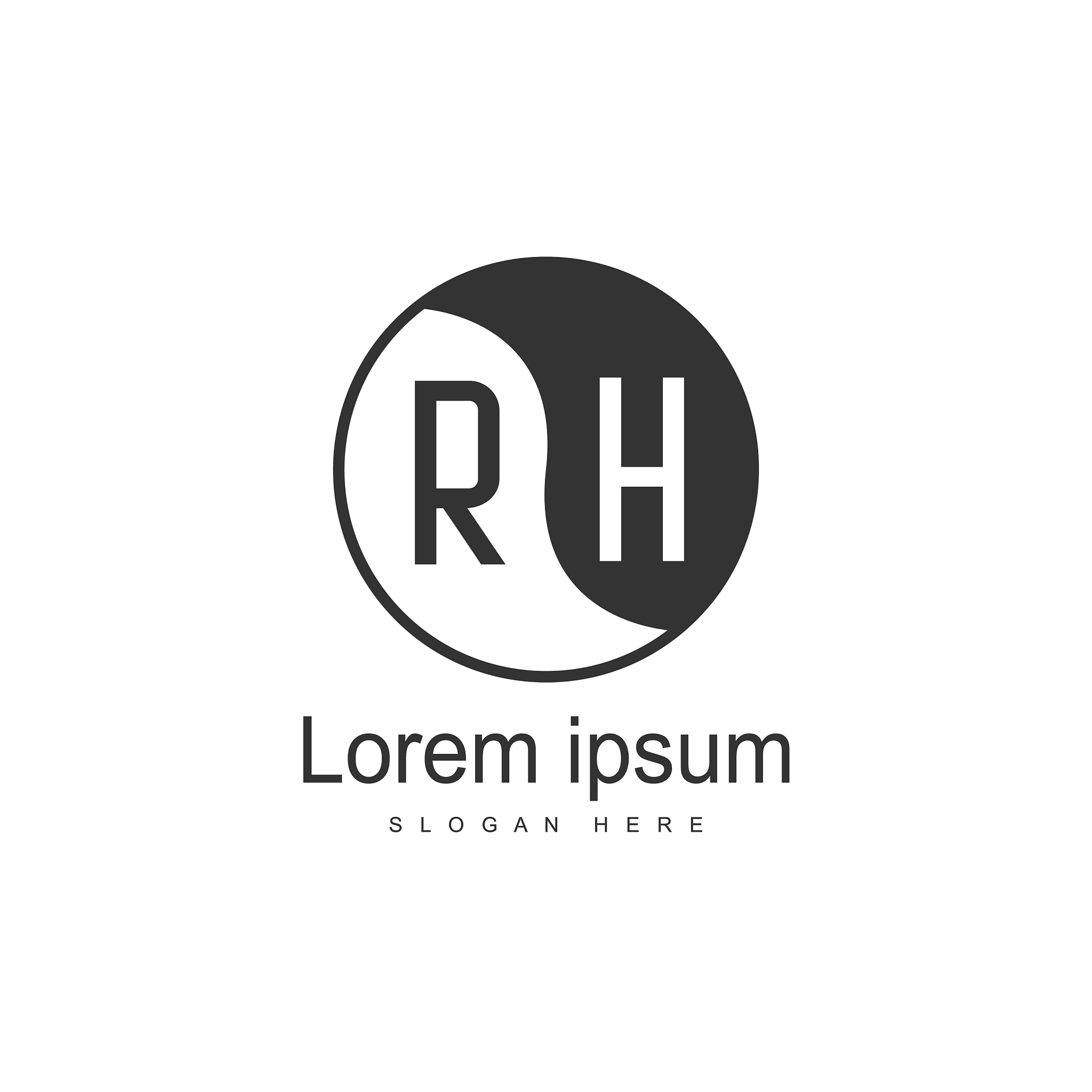 rh logo template design initial letter logo design