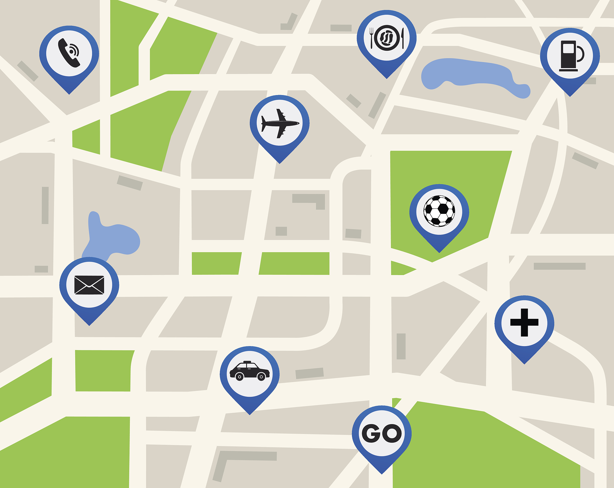 mobile gps navigation map location with pin marker.