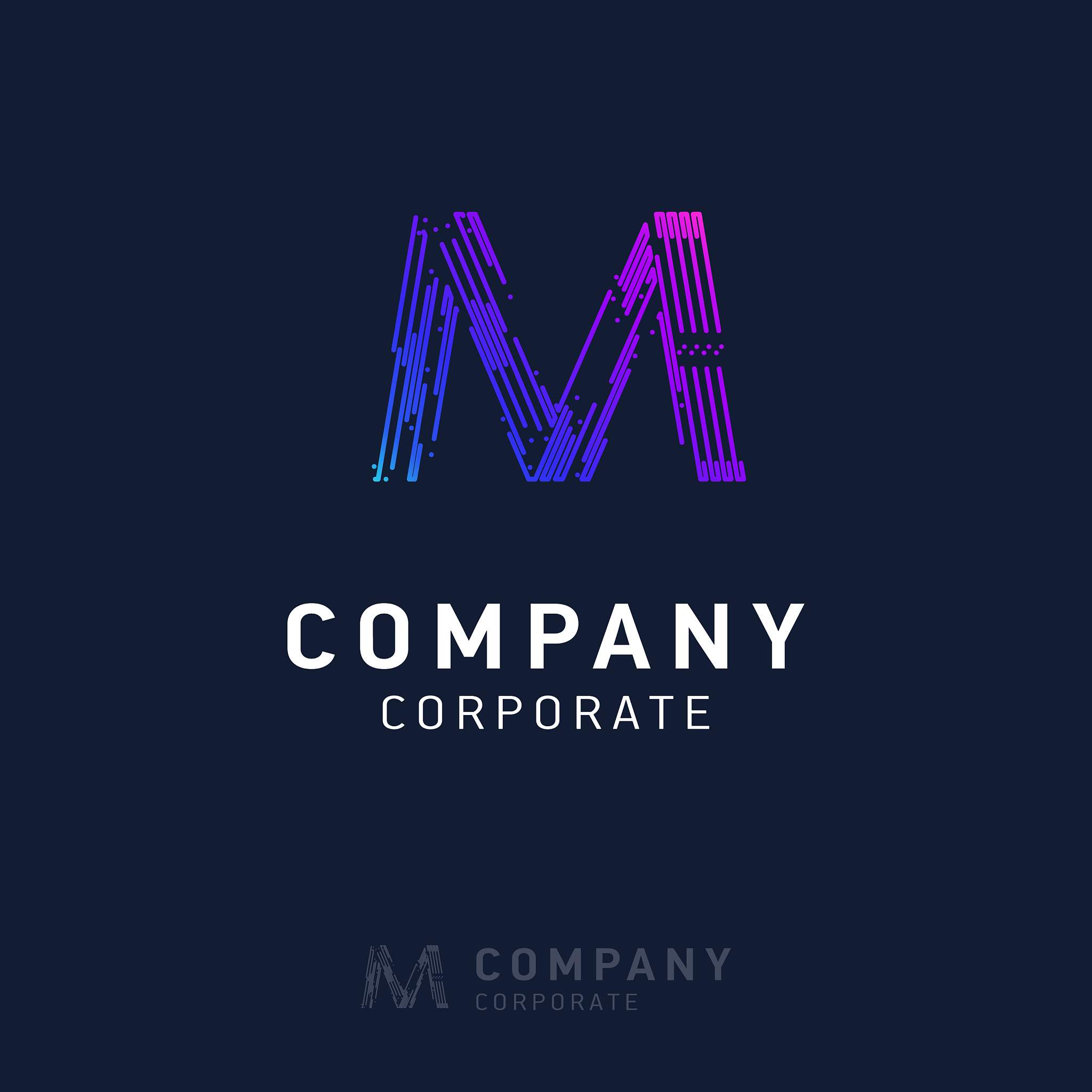 m company logo design with visiting card