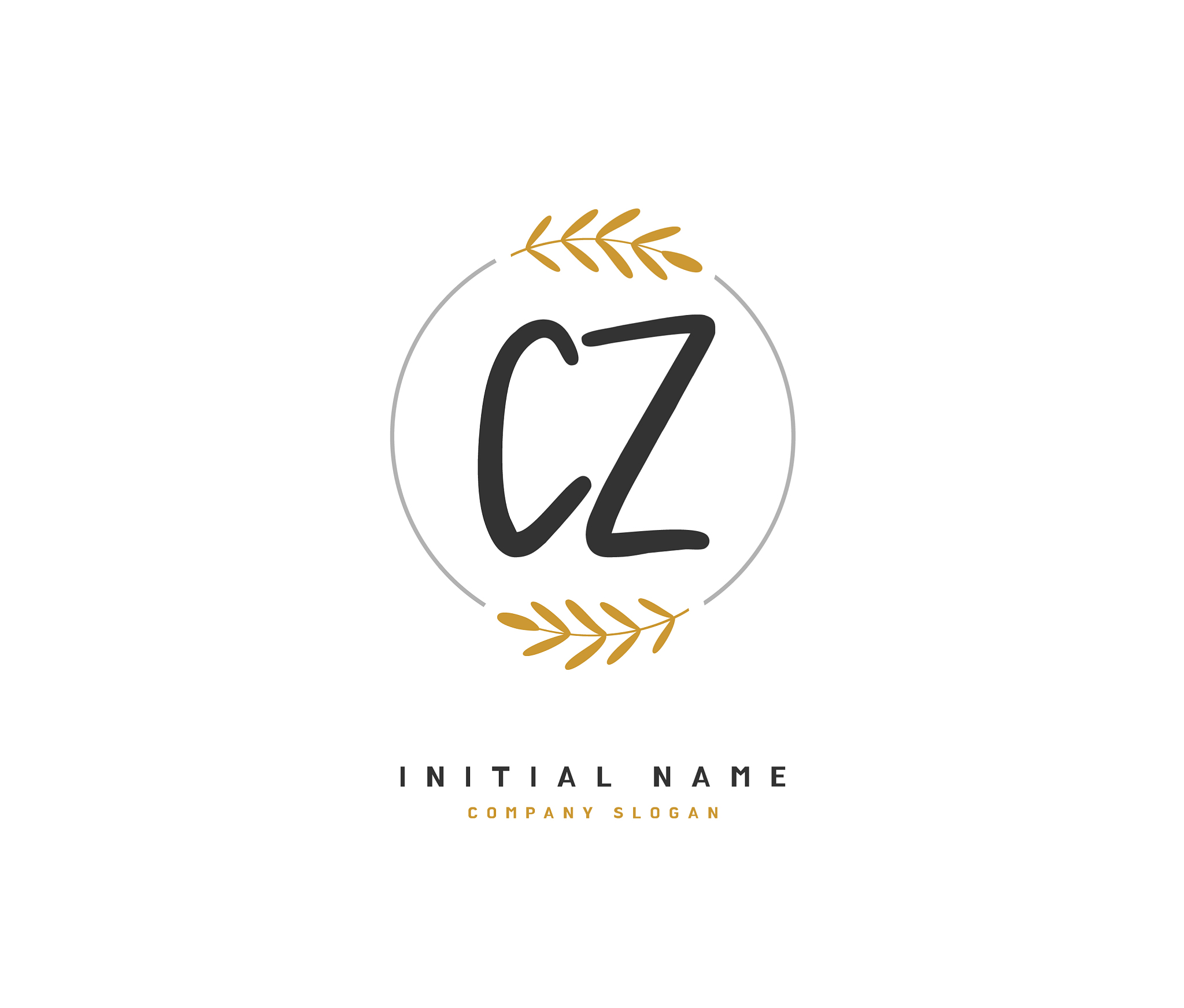 c z cz beauty initial logo handwriting logo of