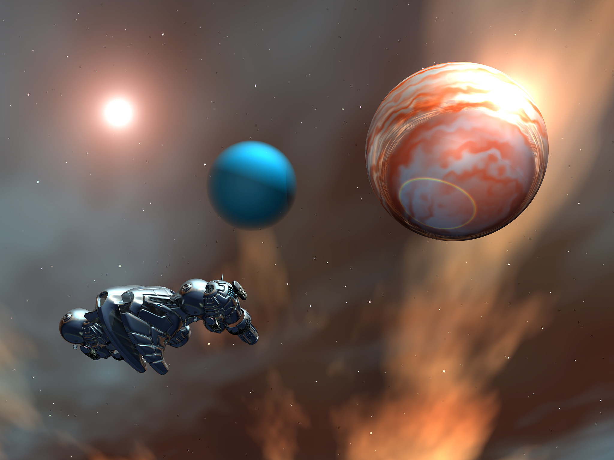 spaceship in a distant world