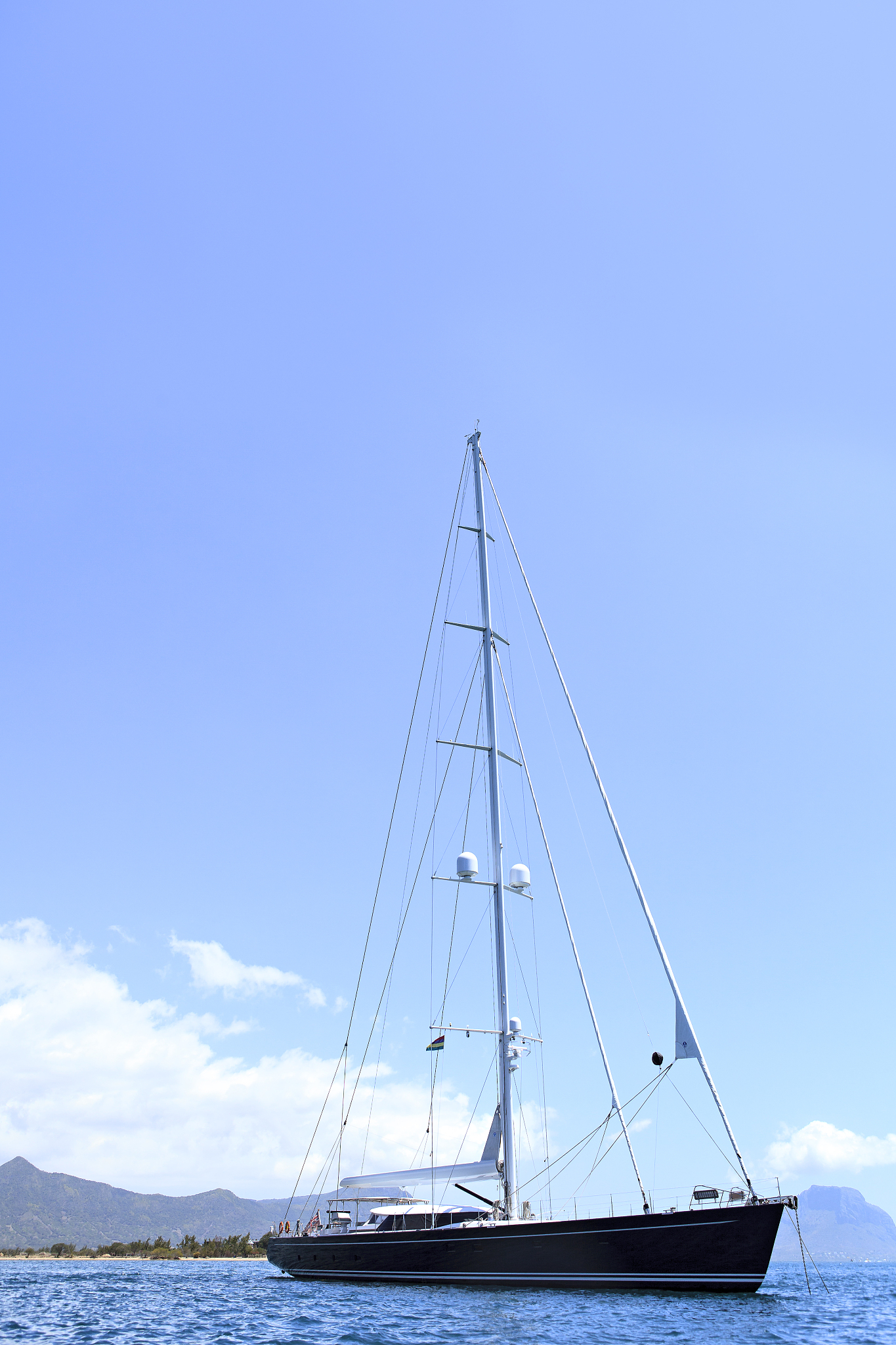 beautiful sailboat anchored in the bay