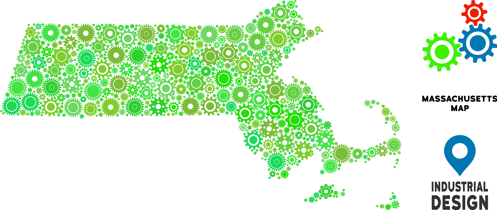 gears massachusetts state map collage