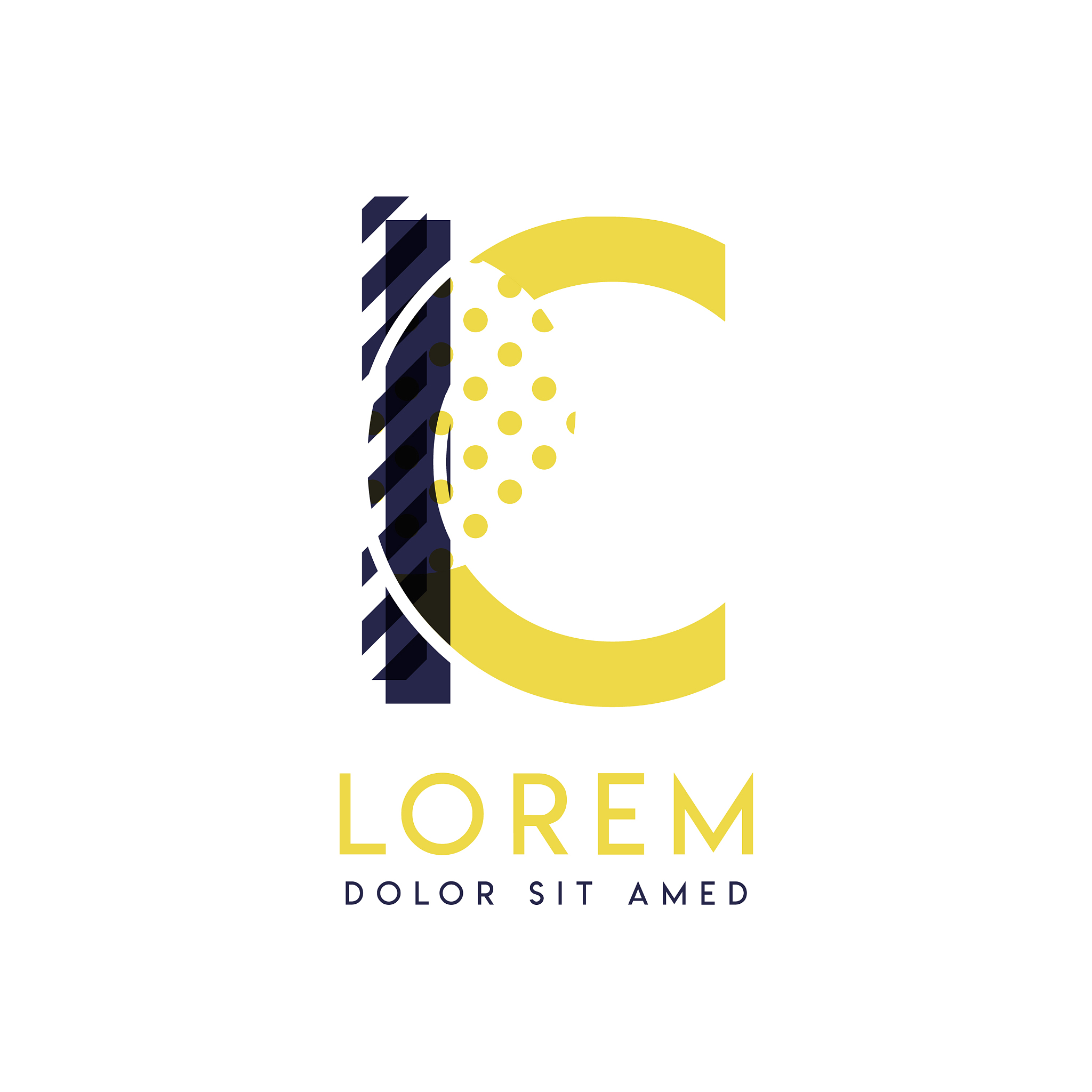 ic simple logo design with yellow and purple