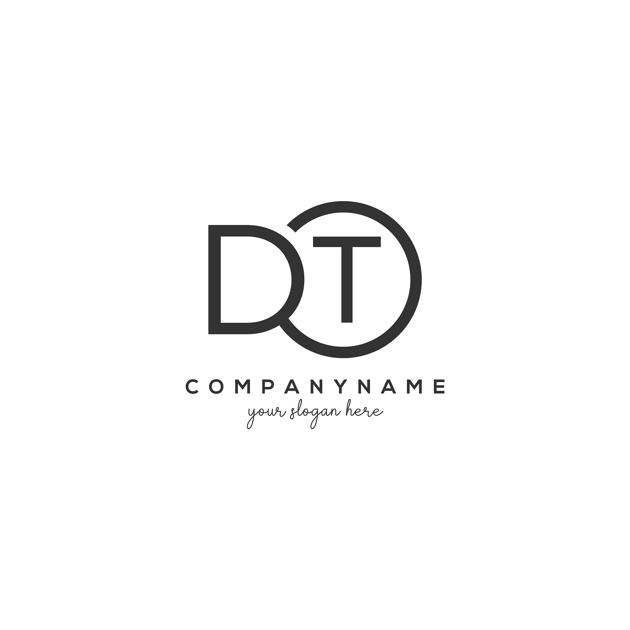 initial dt letter logo with circle template