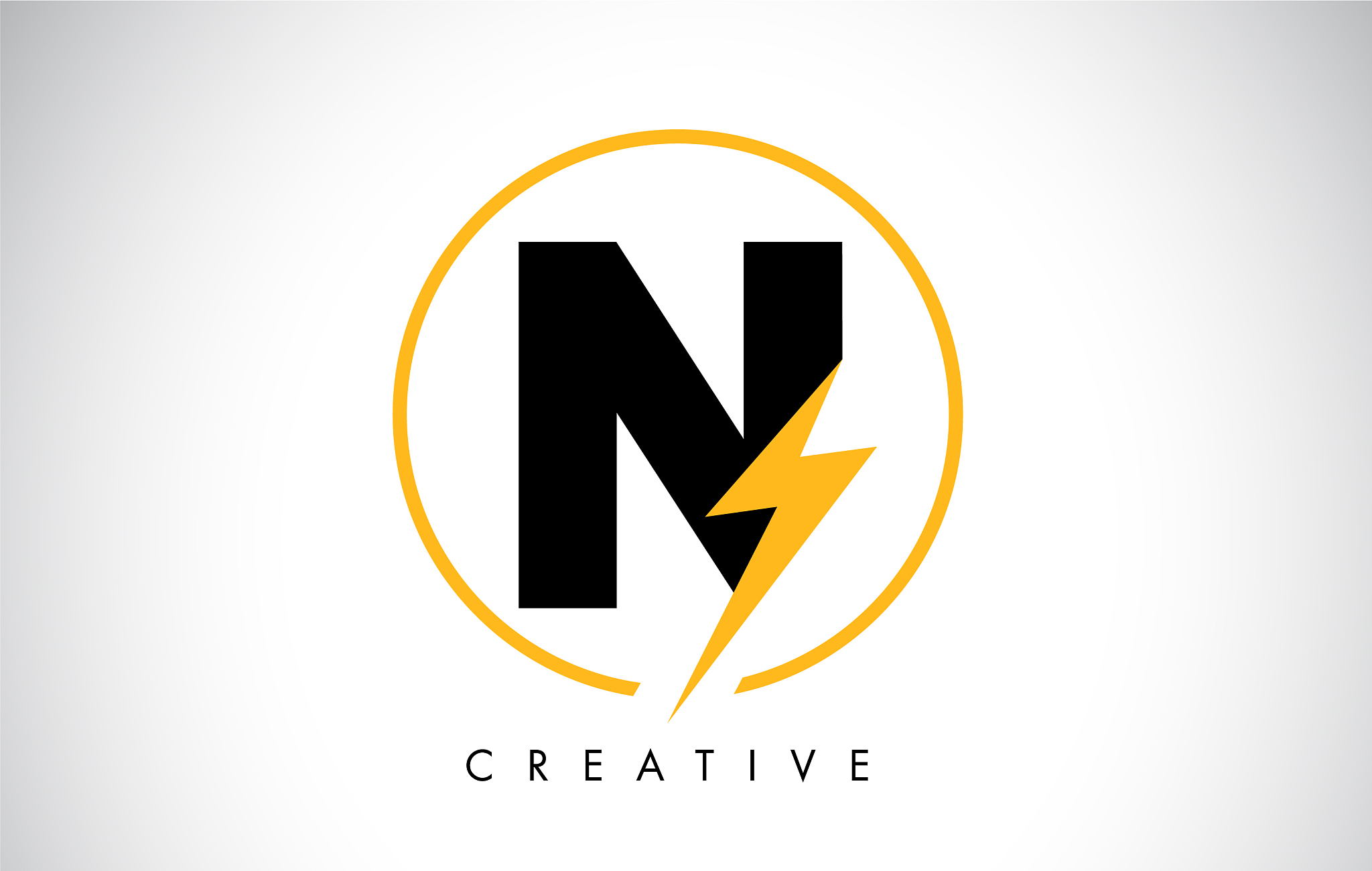 n letter logo design with lighting thunder bolt