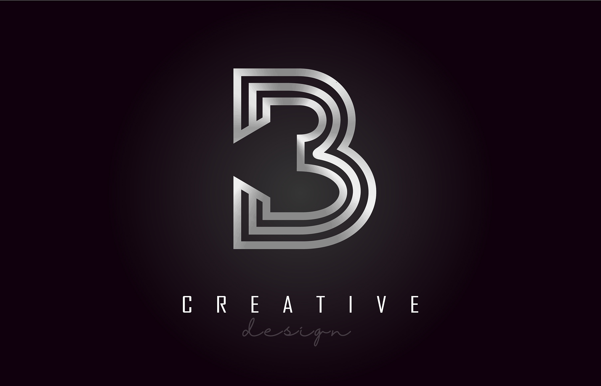 b silver letter logo monogram design creative b