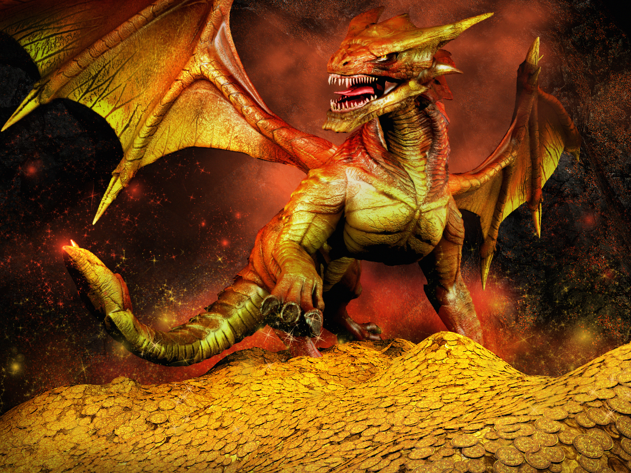 dragon on a pile of gold