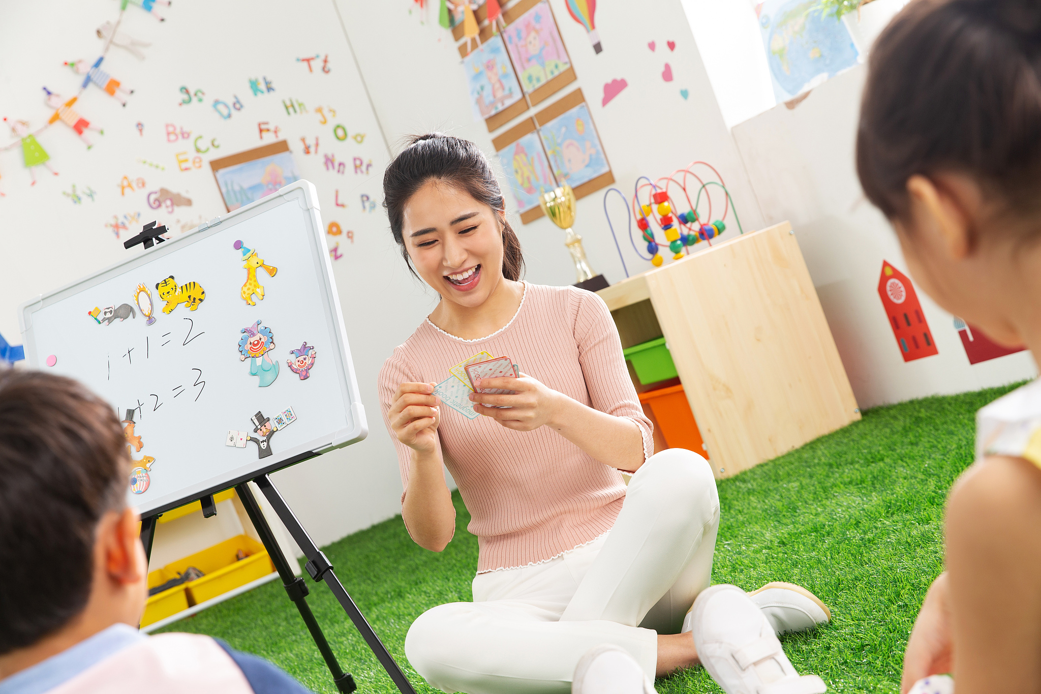 kindergarten teachers and the children