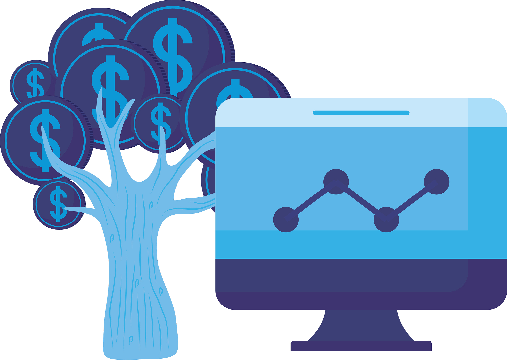 isolated infographic and coins tree design