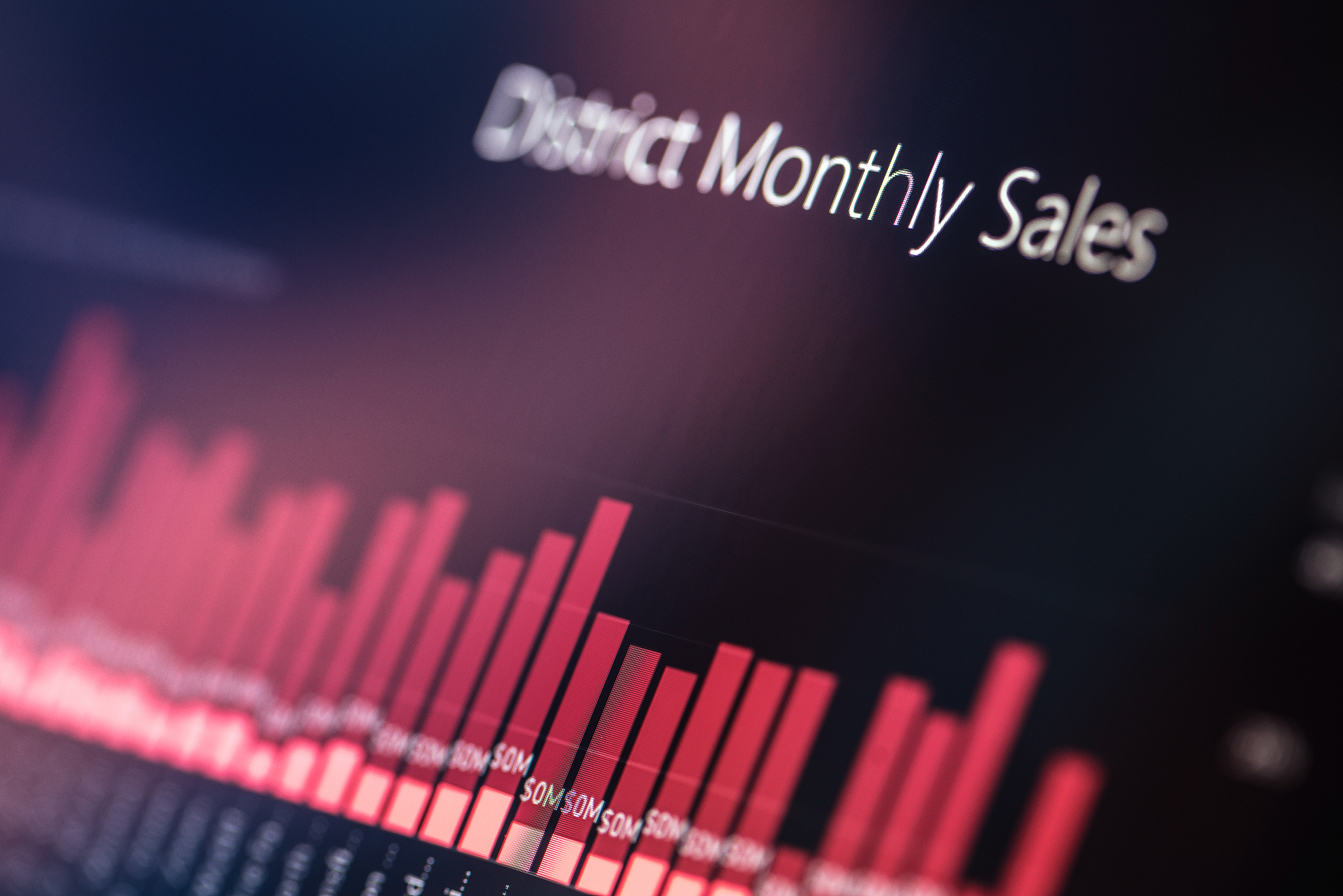 trading chart at digital display close-up