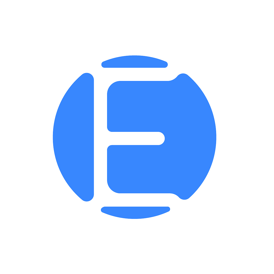 letter logo modern abstract blue icon of letter e