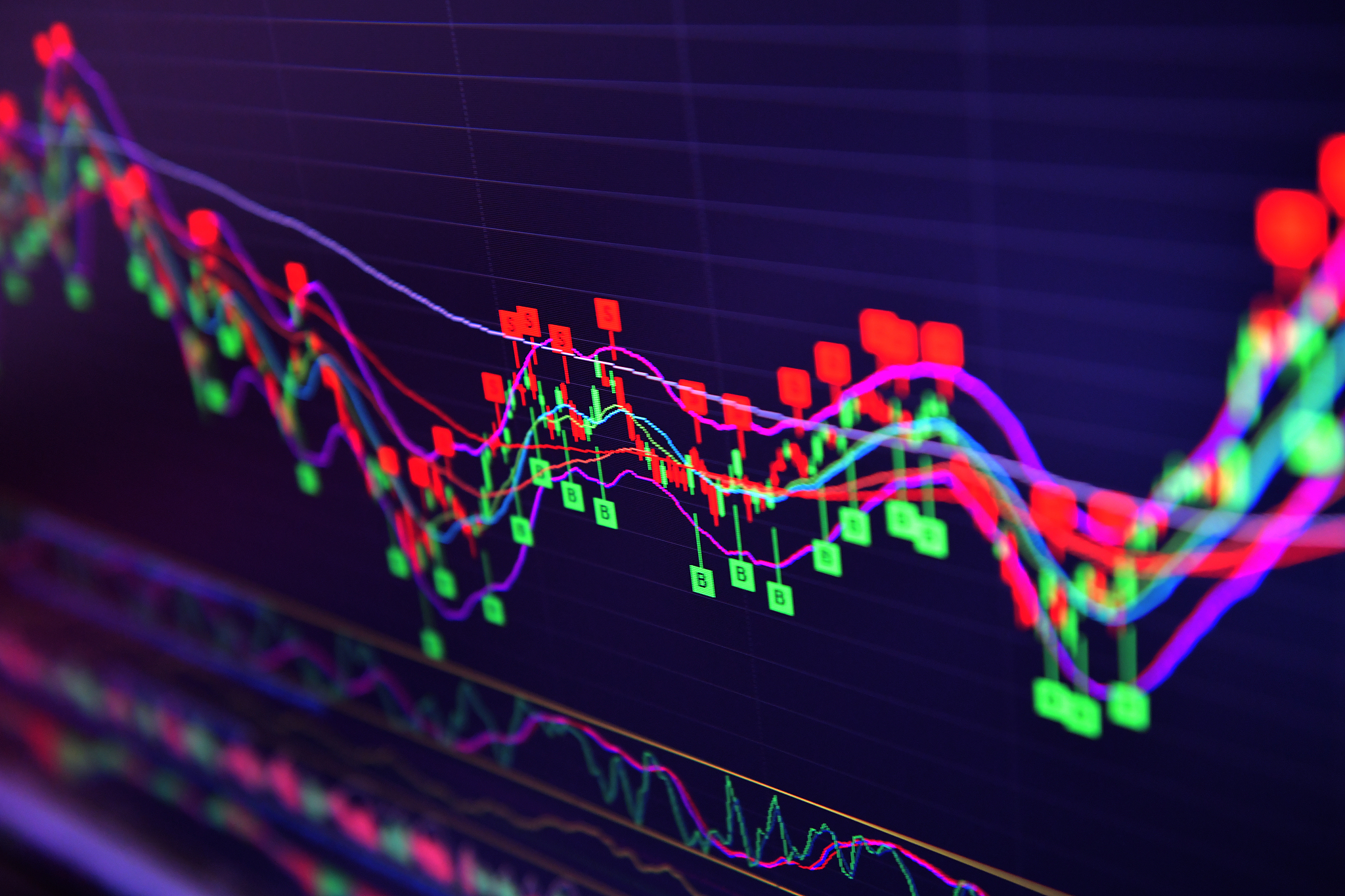stock market on screen