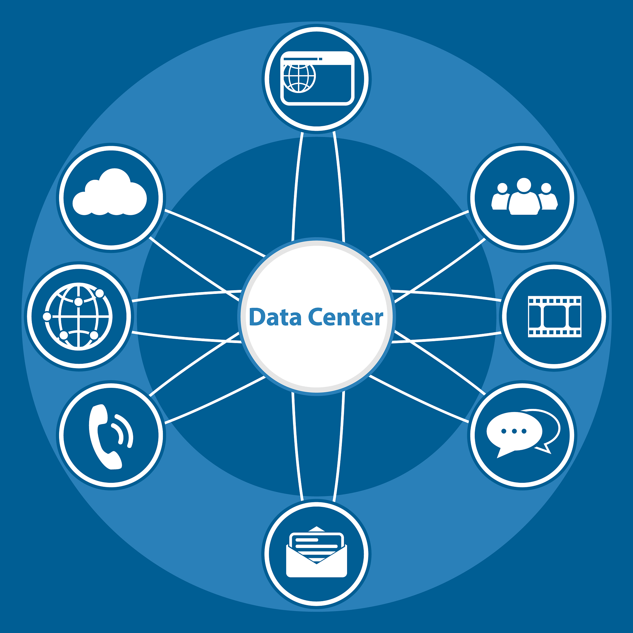big data icon set data center and centralized