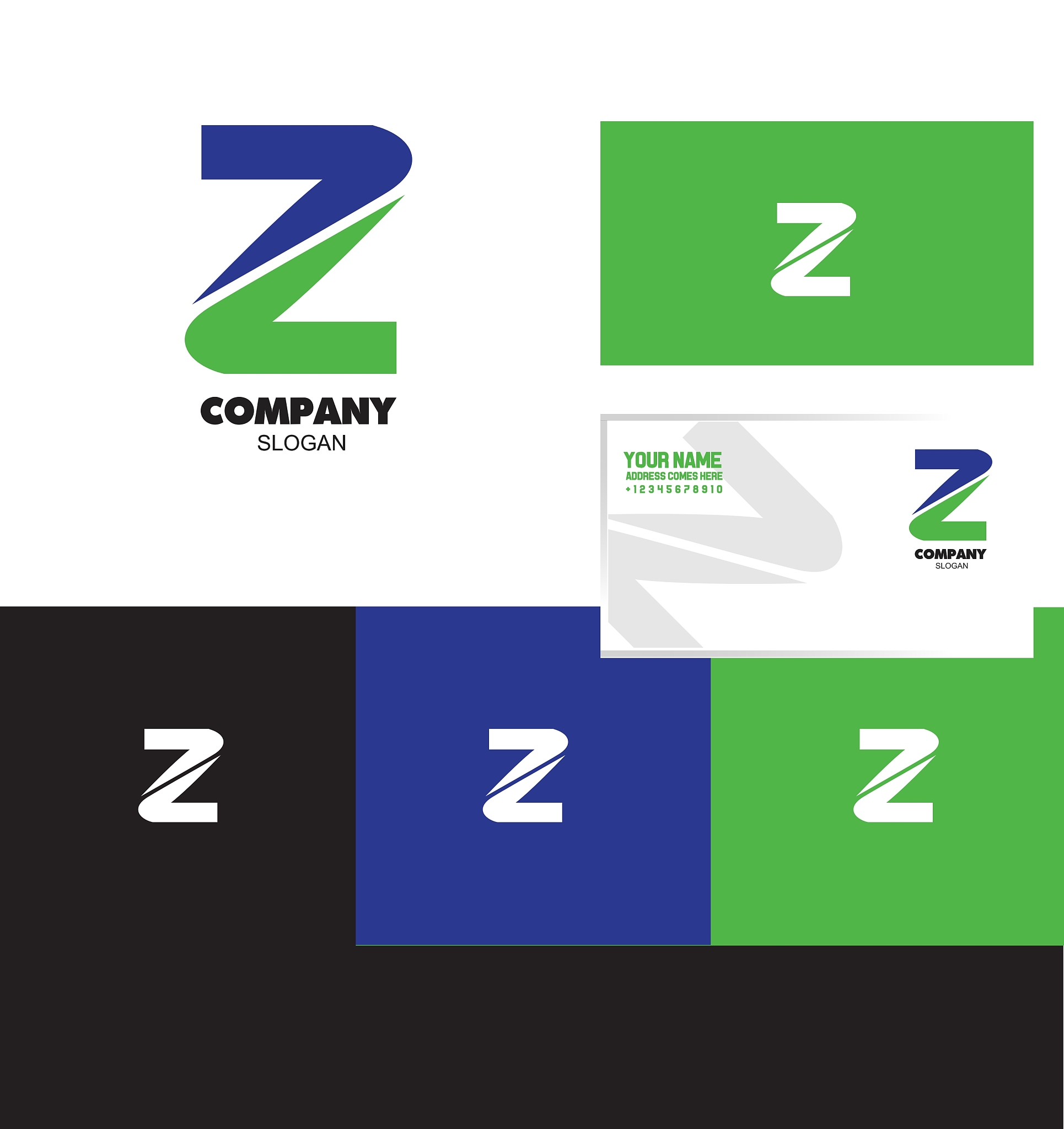 letter z logo green blue