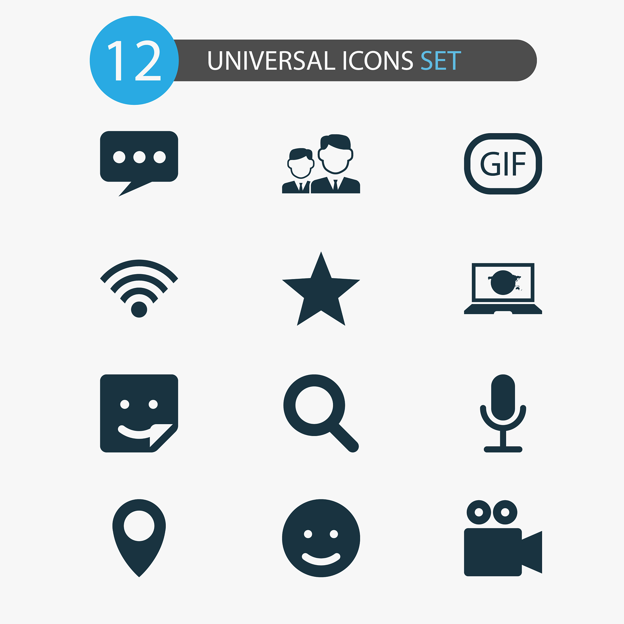 media icons set collection of wireless connection