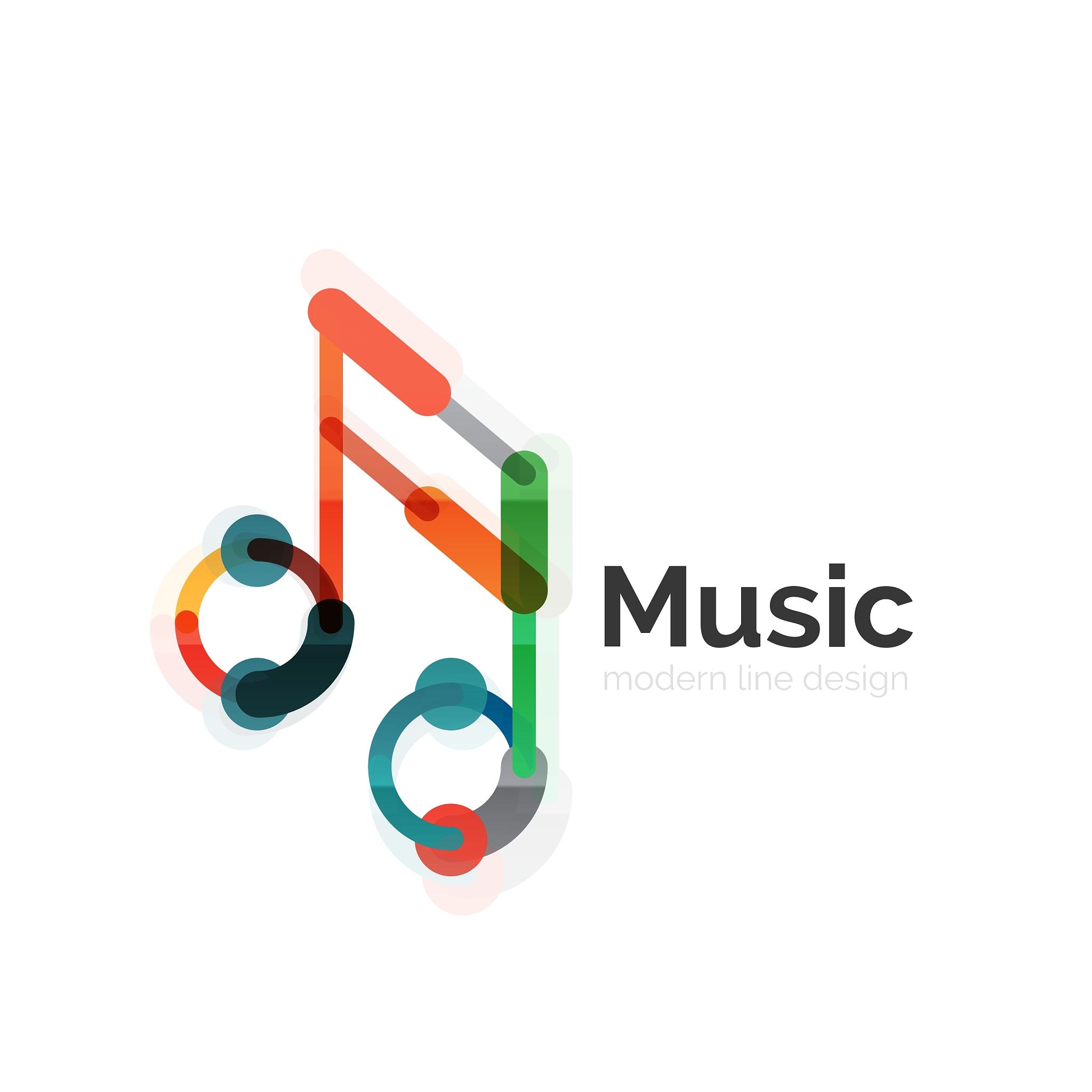 music note logo flat thin line geometric design