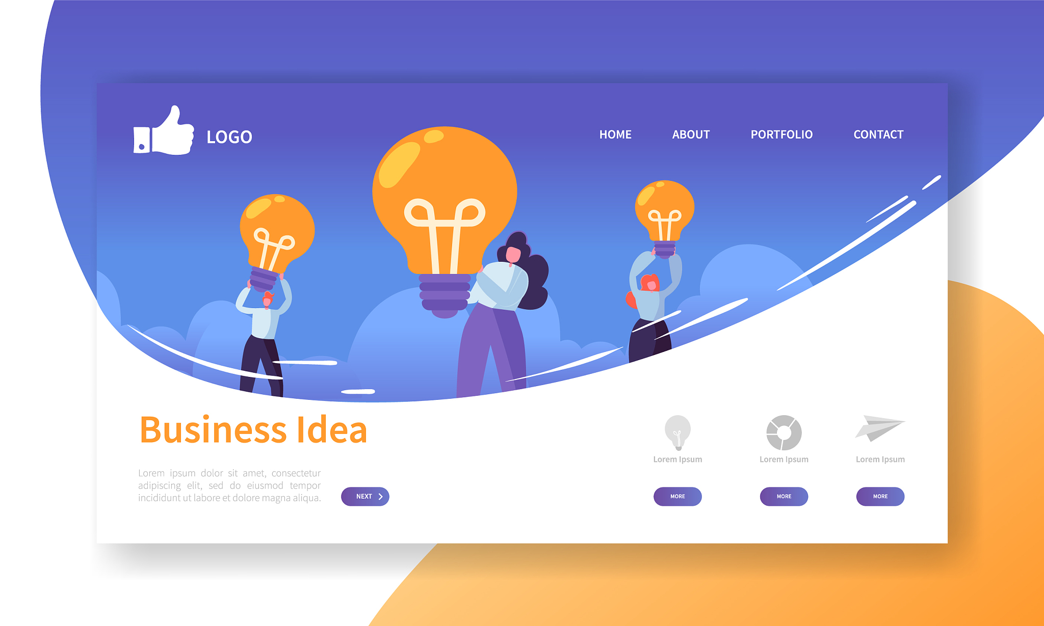 website development landing page template